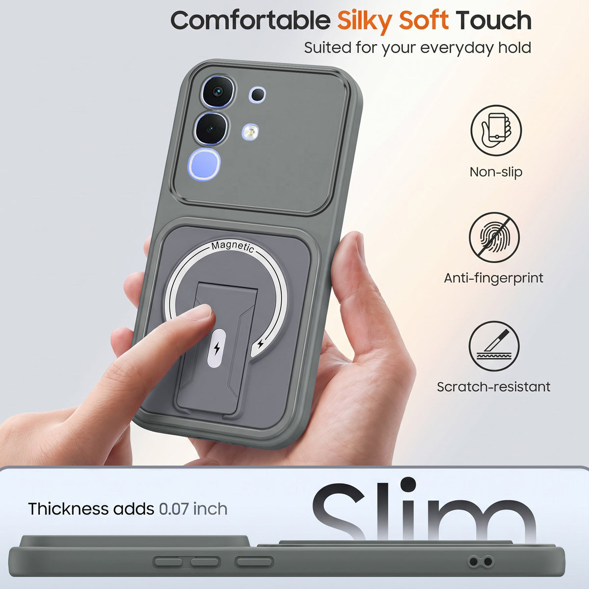 For Vivo iQOO Z10x Back Case Cover Metallic (Hybrid Armor Kickstand | MagSafe Compatible | Camera Protection Shockproof)