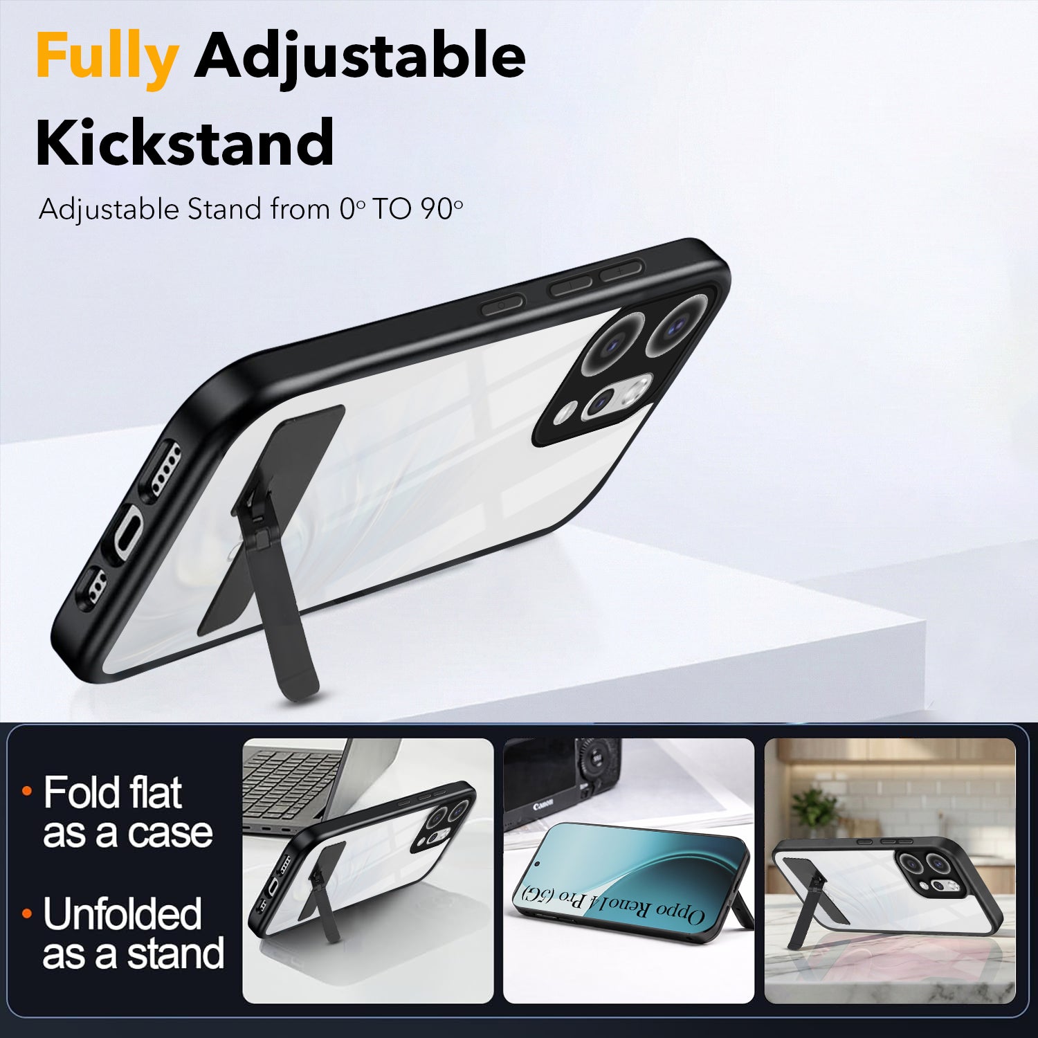 For Oppo Reno14 Pro 5G | Oppo Reno 14 Pro 5G Back Cover Case (Built-in Stand | Lifetime Anti Yellow | Kickstand Shockproof | Camera Protection | MagSafe Compatible)