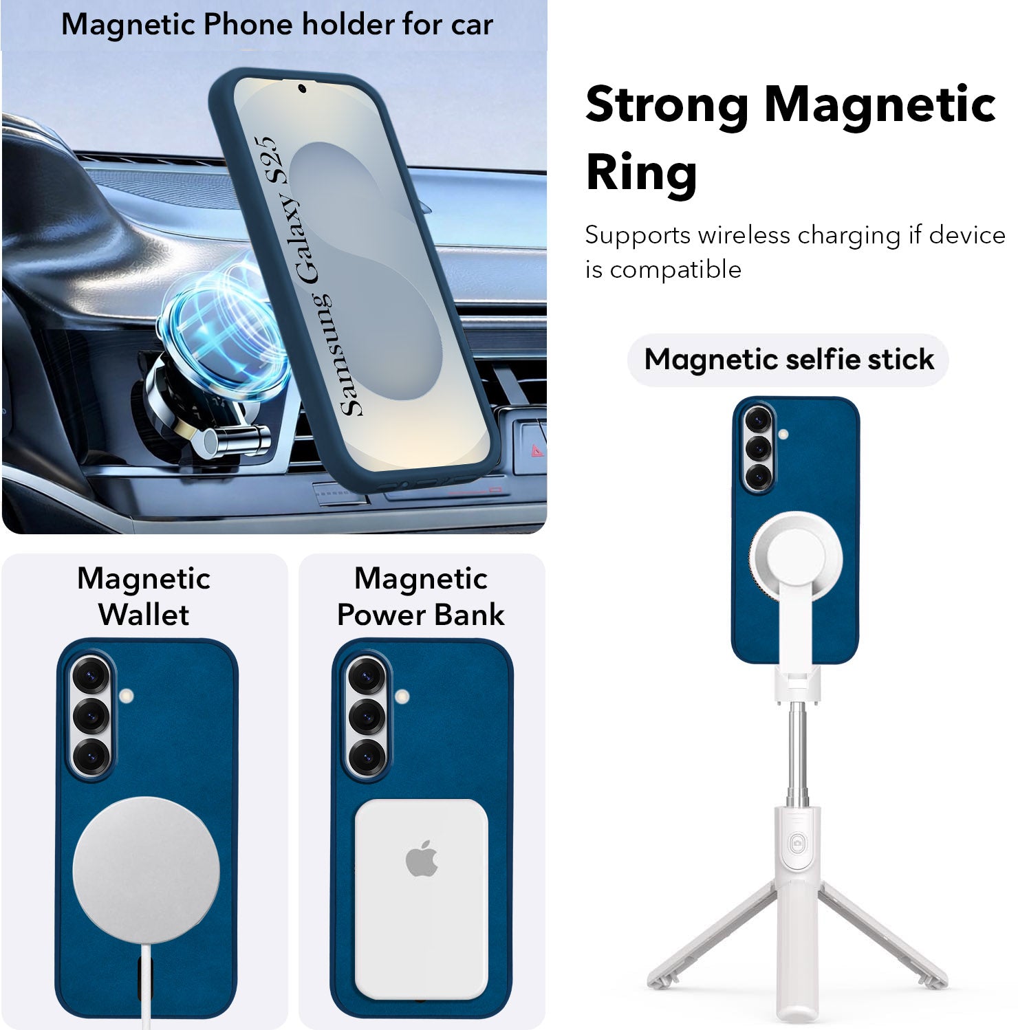 For Samsung Galaxy S25 Back Cover Case (Sleek Leather Finish | MagSafe Compatible Wireless Charging | Camera Bump Protection)