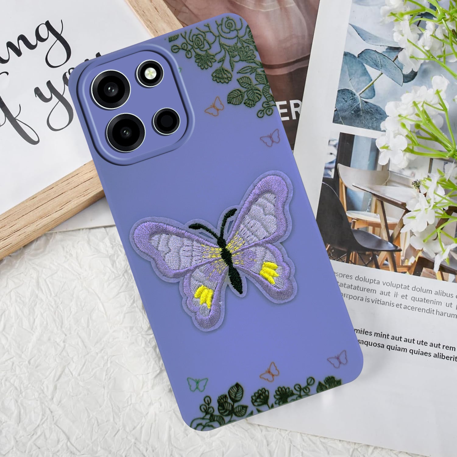For Oneplus Nord 6 Back Cover Case (Soft Butterfly Embroidery | Women Teen Girls | Camera Protection| Matte Silicone)