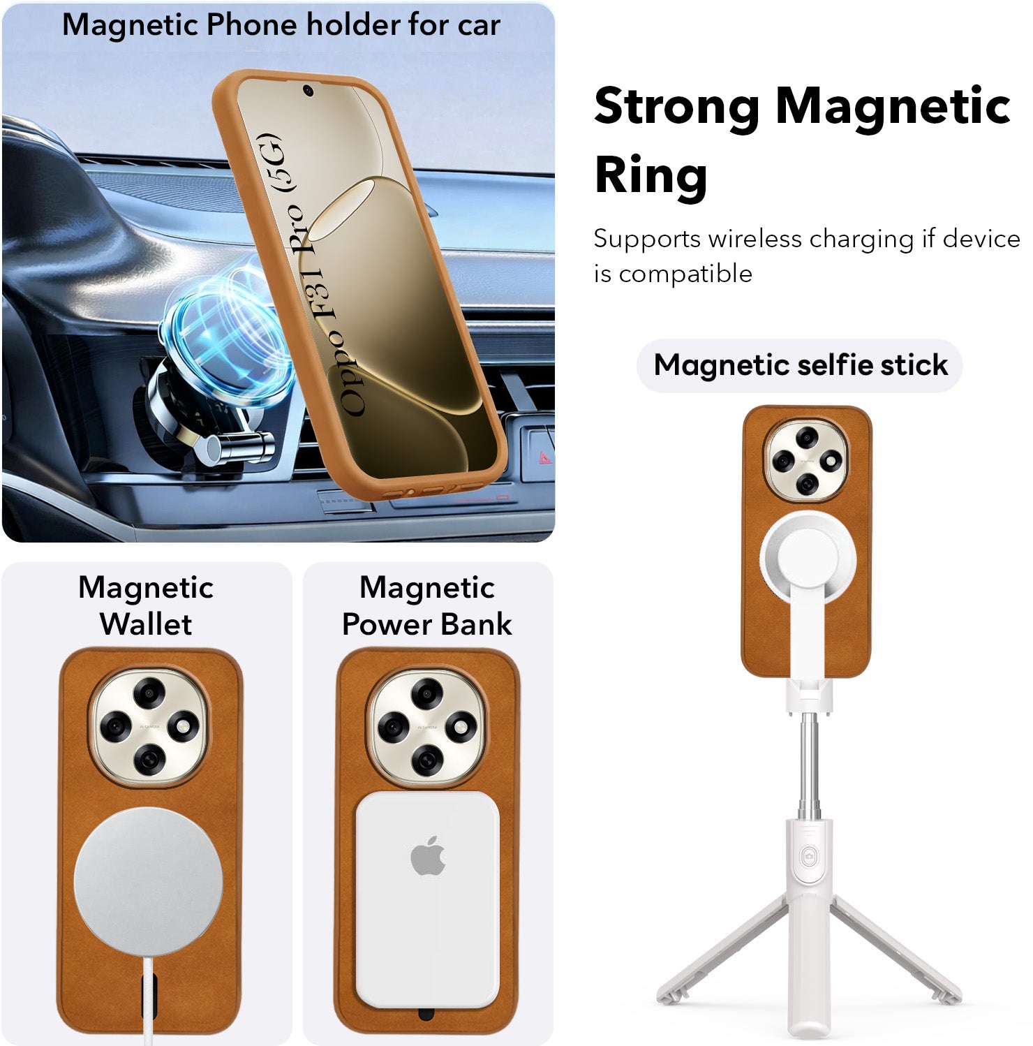 For Oppo F31 Pro Back Cover Case Leather Finish (MagSafe Compatible Wireless Charging | Soft Touch | Camera Bump Protection)