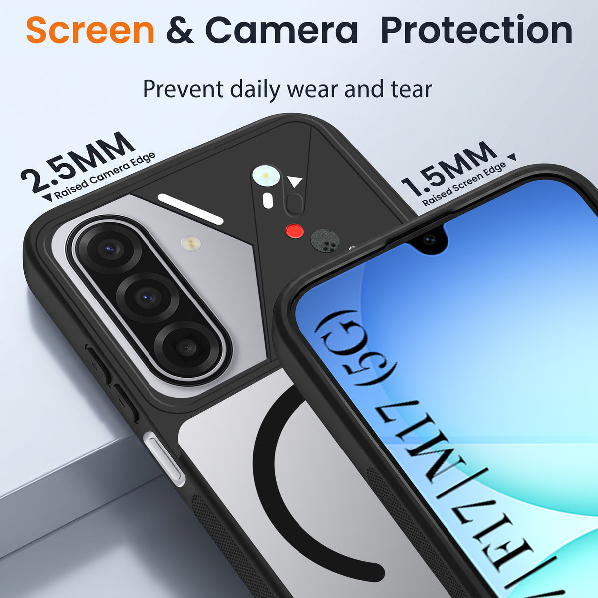 For Samsung Galaxy A17 | Samsung F17 | Samsung M17 5G Back Cover Case Lifetime Anti-Yellow Clear (Camera Protection | Side Grip | Wireless MagSafe Compatible)