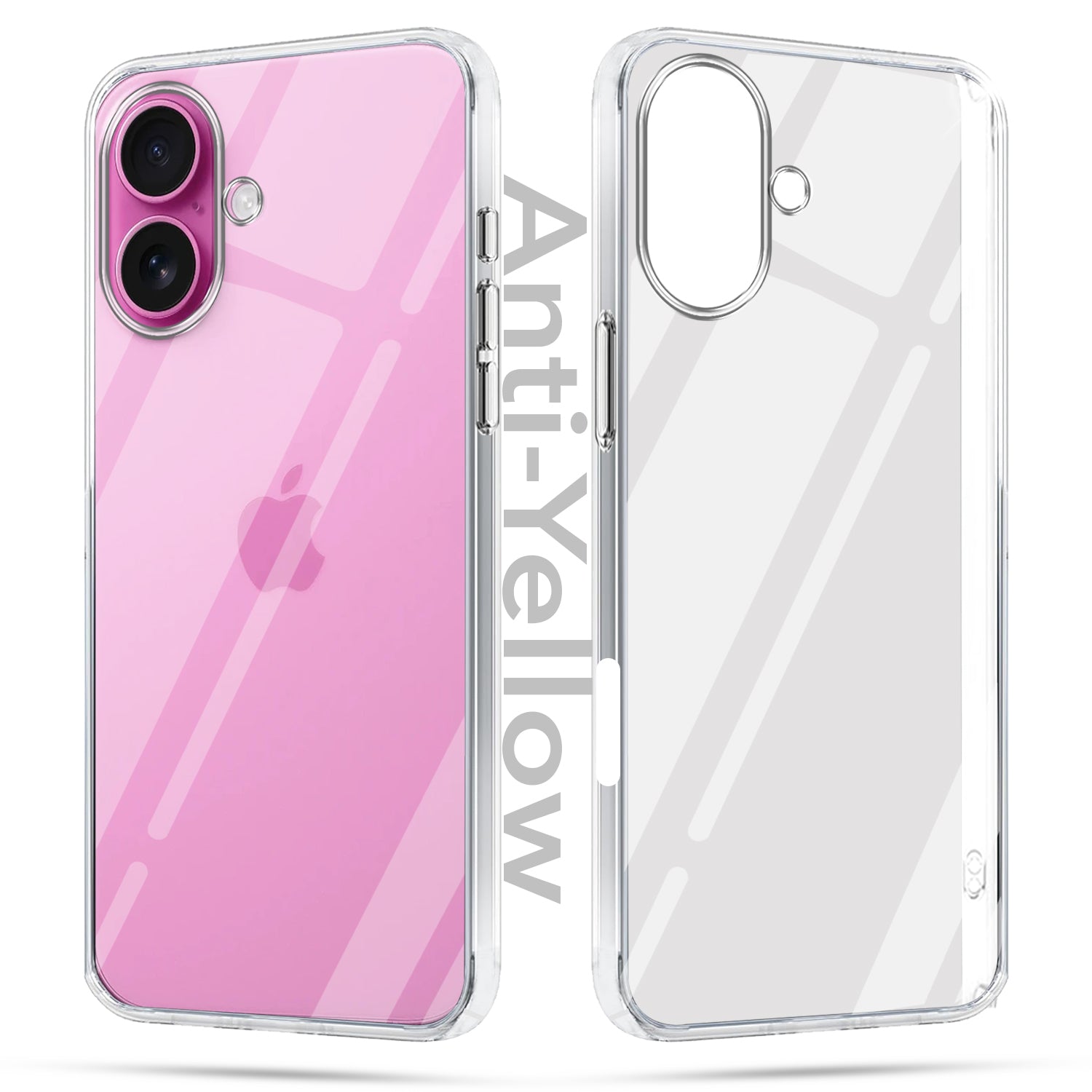 For Apple iPhone 16 Plus Combo with Back Cover and 9H Tempered Glass (Lifetime Anti-Yellow | Sleek Hard Crystal | Oleophobic Coating Screen Glass)