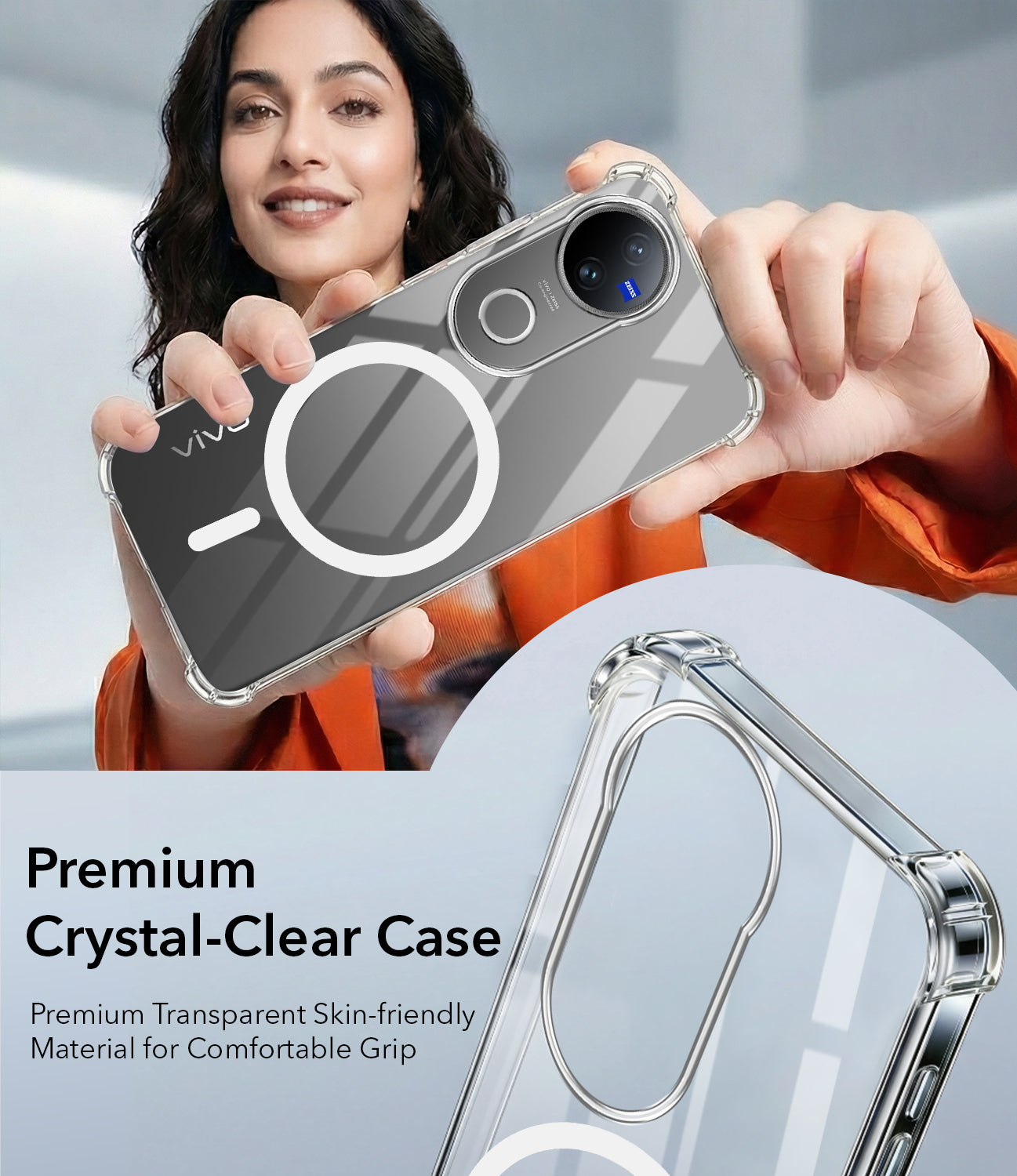For Vivo V50 | Vivo V50e Back Cover Shockproof Crystal-Clear (Magsafe Wireless Support | Drop & Camera Protection | Hard Polycarbonate)