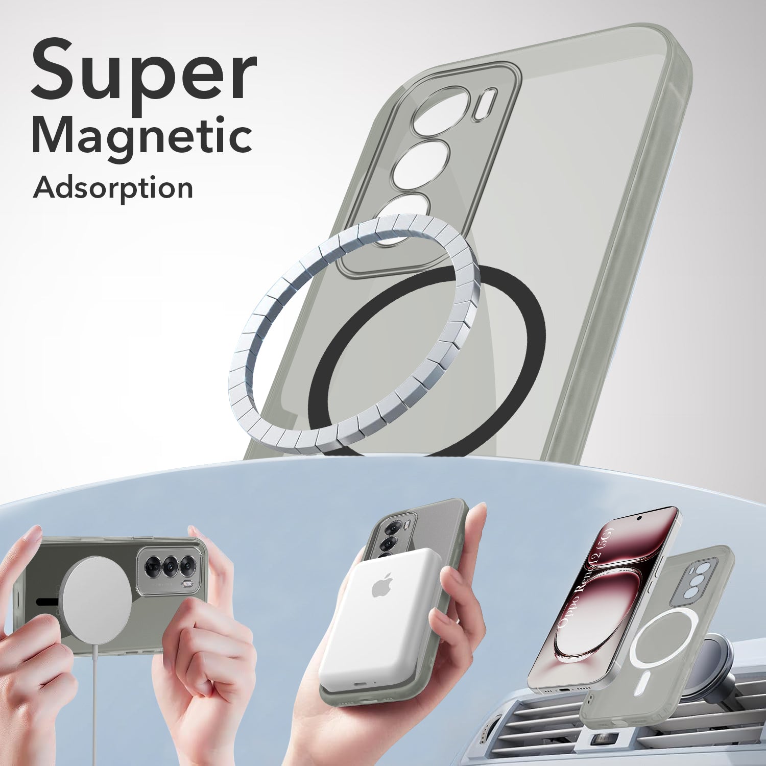 For Oppo Reno12 5G | Oppo Reno 12 5G Back Cover Case Lifetime Anti-Yellow MagSafe Compatible Clear (Sleek Hard Crystal | Shockproof and Camera Protection)