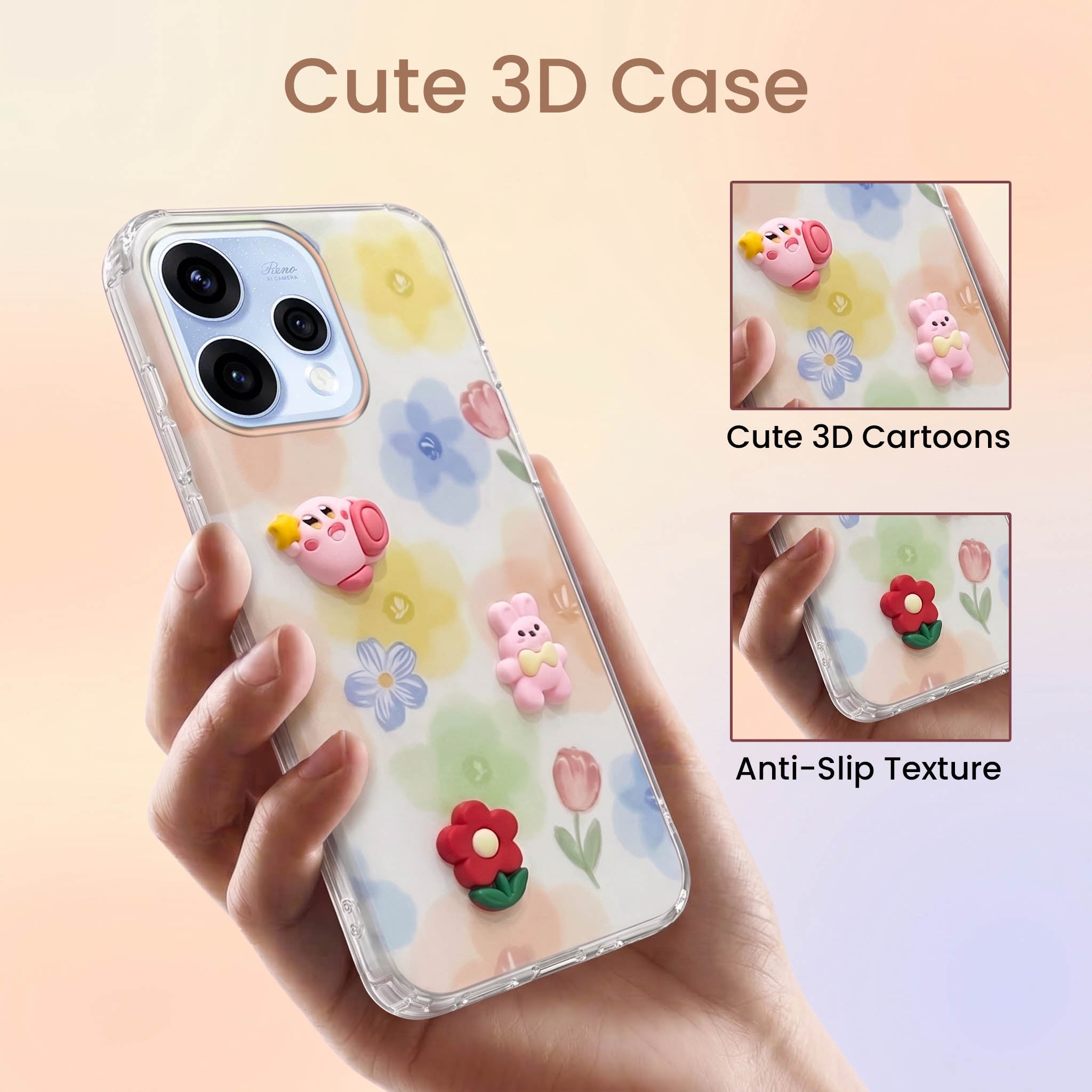 For Oppo Reno15 5G | Oppo Reno 15 5G Back Cover Case (3D Cute Cartoons | Hard Back Side Soft | Matte Premium Finish | HD Printing)