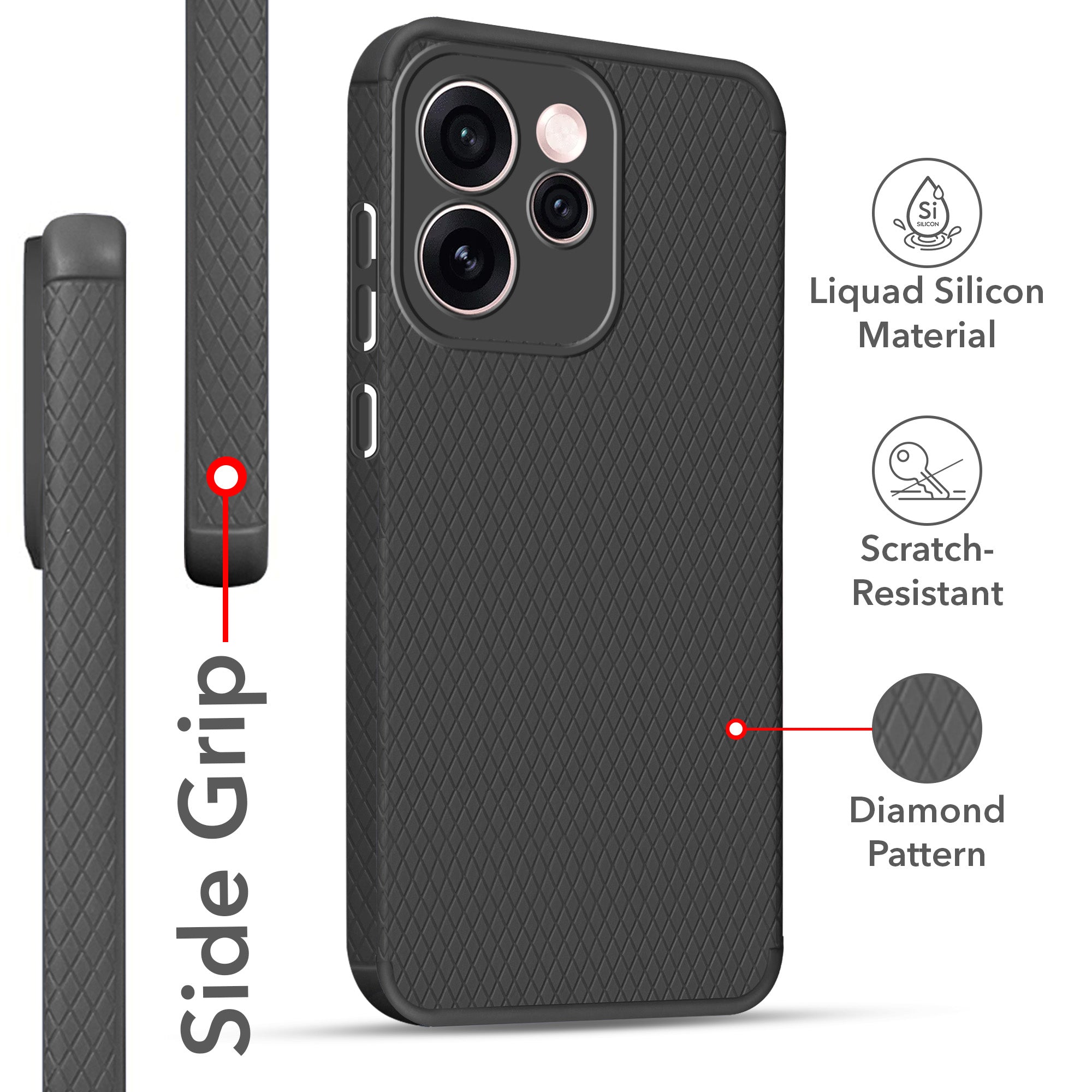 For Oppo Reno15 Pro Mini 5G | Oppo Reno 15 Pro Mini 5G Back Cover Case  Jkobi Liquid Silicone (Camera Protection | Side Grip Texture | Soft and Flexible)