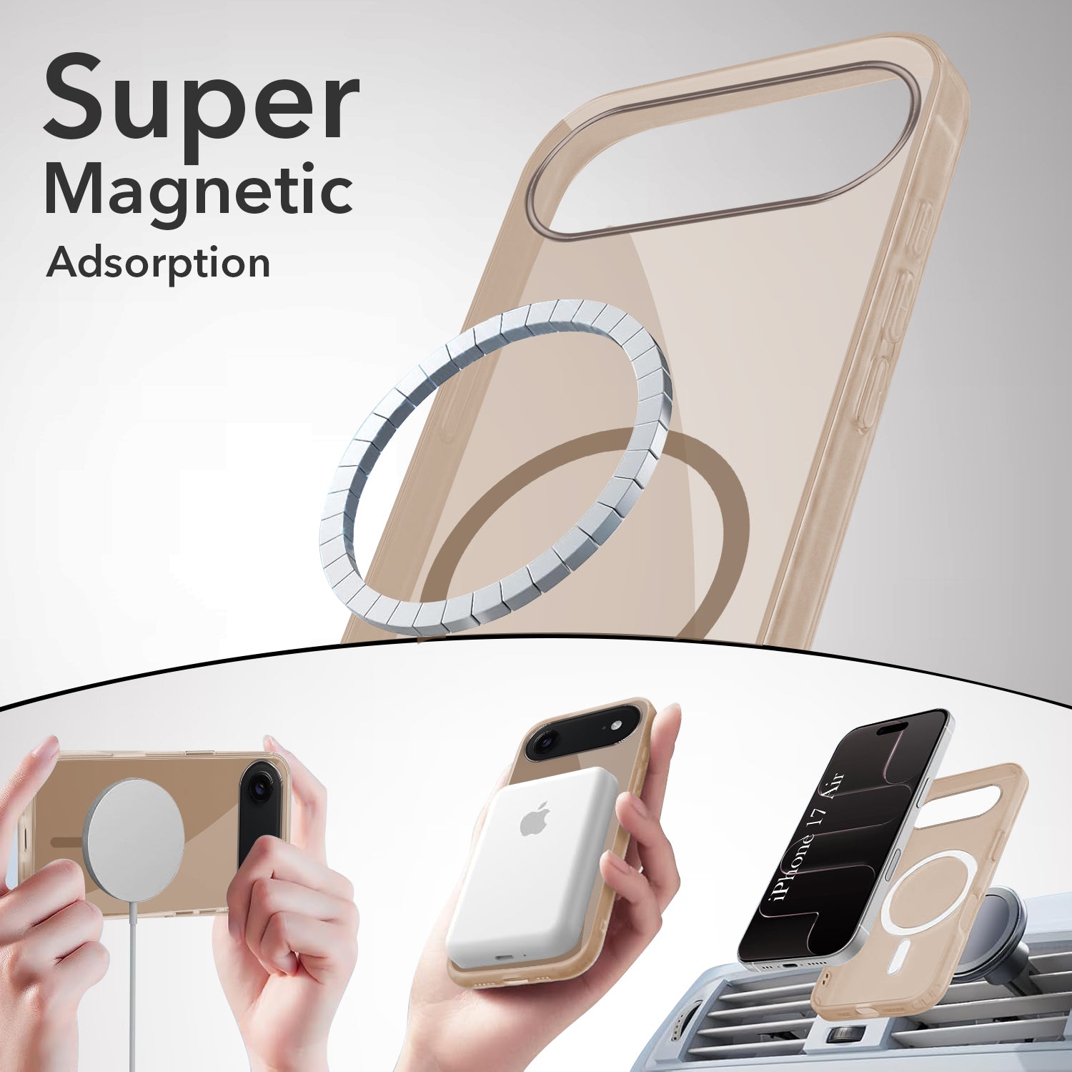 For Apple iPhone 17 Air Back Cover Case Lifetime Anti-Yellow MagSafe Compatible Clear (Sleek Hard Crystal | Camera Protection and Shockproof)