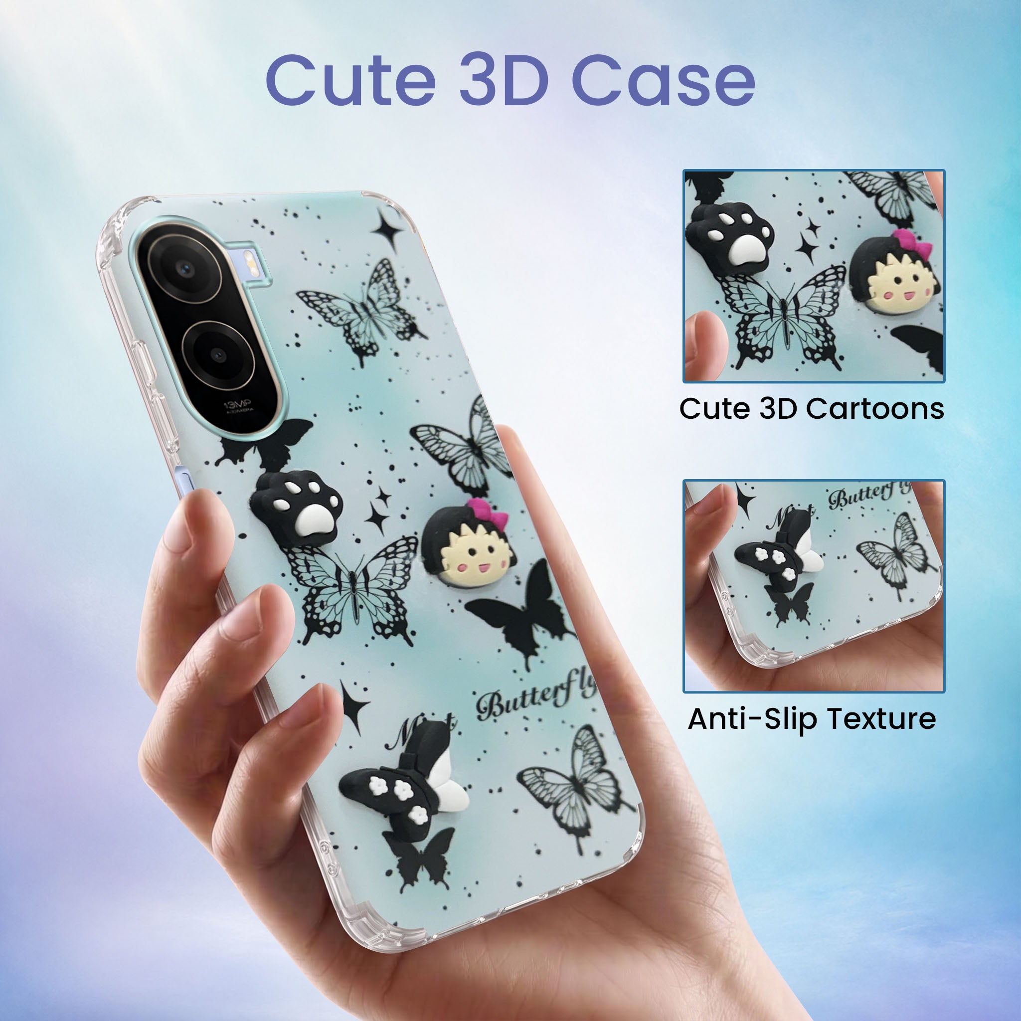 For Poco C81 5G Back Cover Case (3D Cute Cartoons | Hard Back Side Soft | Matte Premium Finish | HD Printing)
