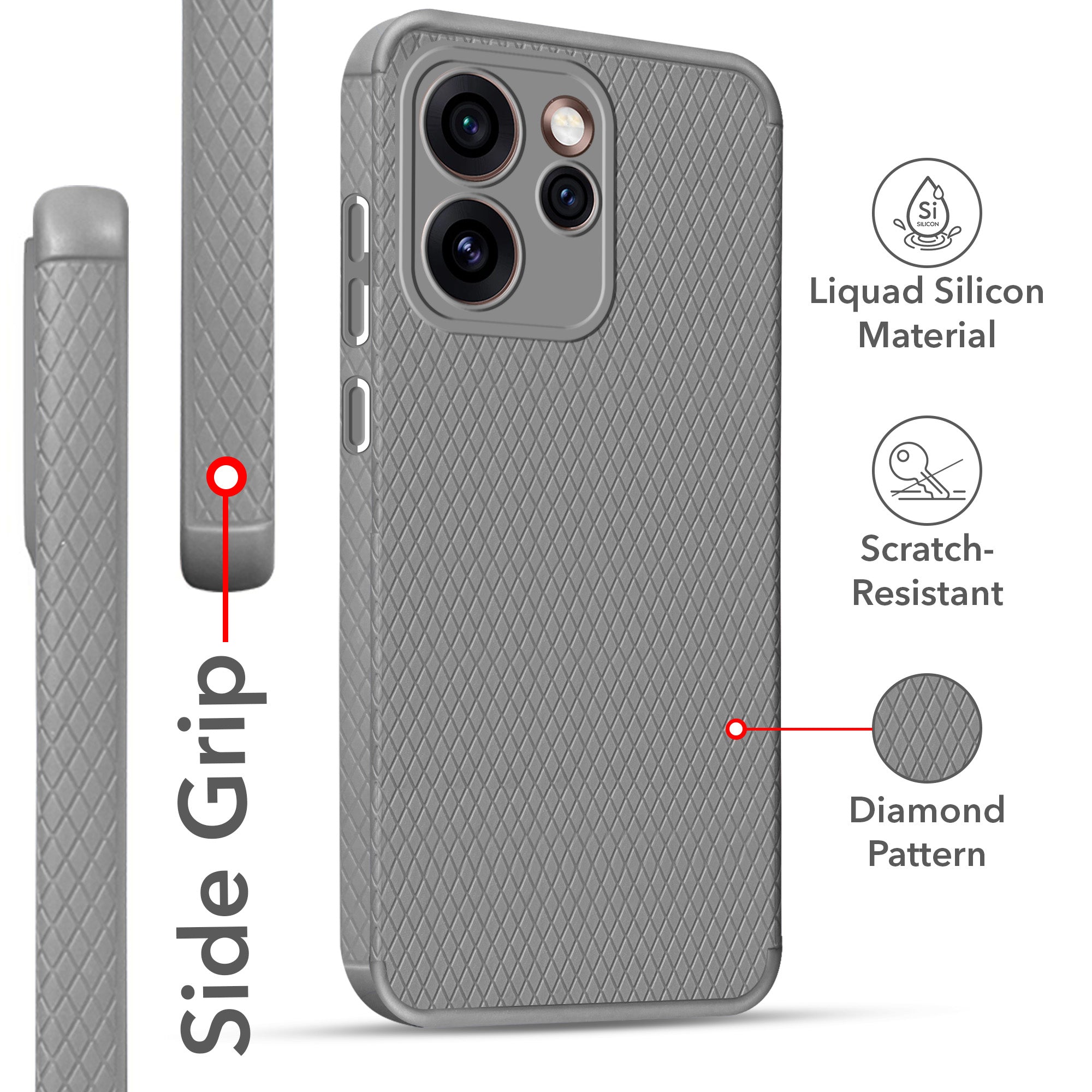 For Oppo Reno15 Pro 5G | Oppo Reno 15 Pro 5G Back Cover Case Liquid Silicone (Camera Protection | Side Grip Texture | Soft and Flexible)