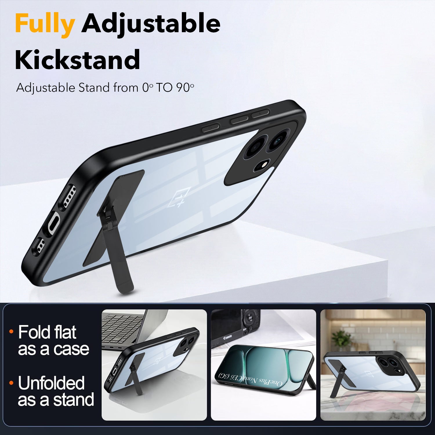 For Oneplus Nord CE 6 Back Cover Case (Built-in Stand | Lifetime Anti Yellow | Kickstand Shockproof | Camera Protection | MagSafe Compatible)