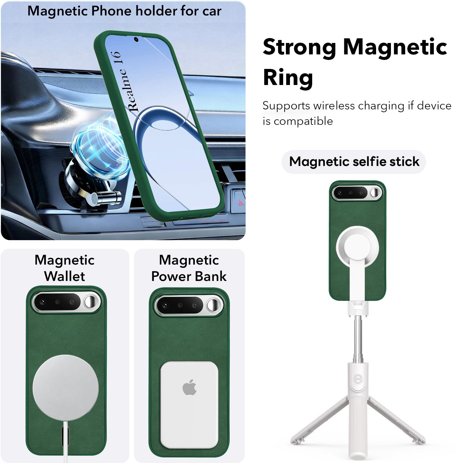 For Realme 16 Back Cover Case Leather Finish (MagSafe Compatible Wireless Charging | Soft Touch | Camera Bump Protection)