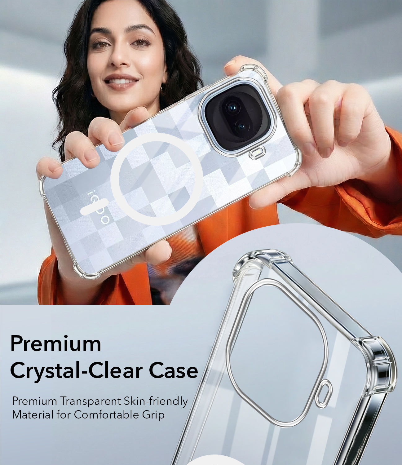 For Vivo iQOO 15R 5G Back Cover Shockproof Crystal-Clear (Magsafe Wireless Support | Drop & Camera Protection | Hard Polycarbonate)