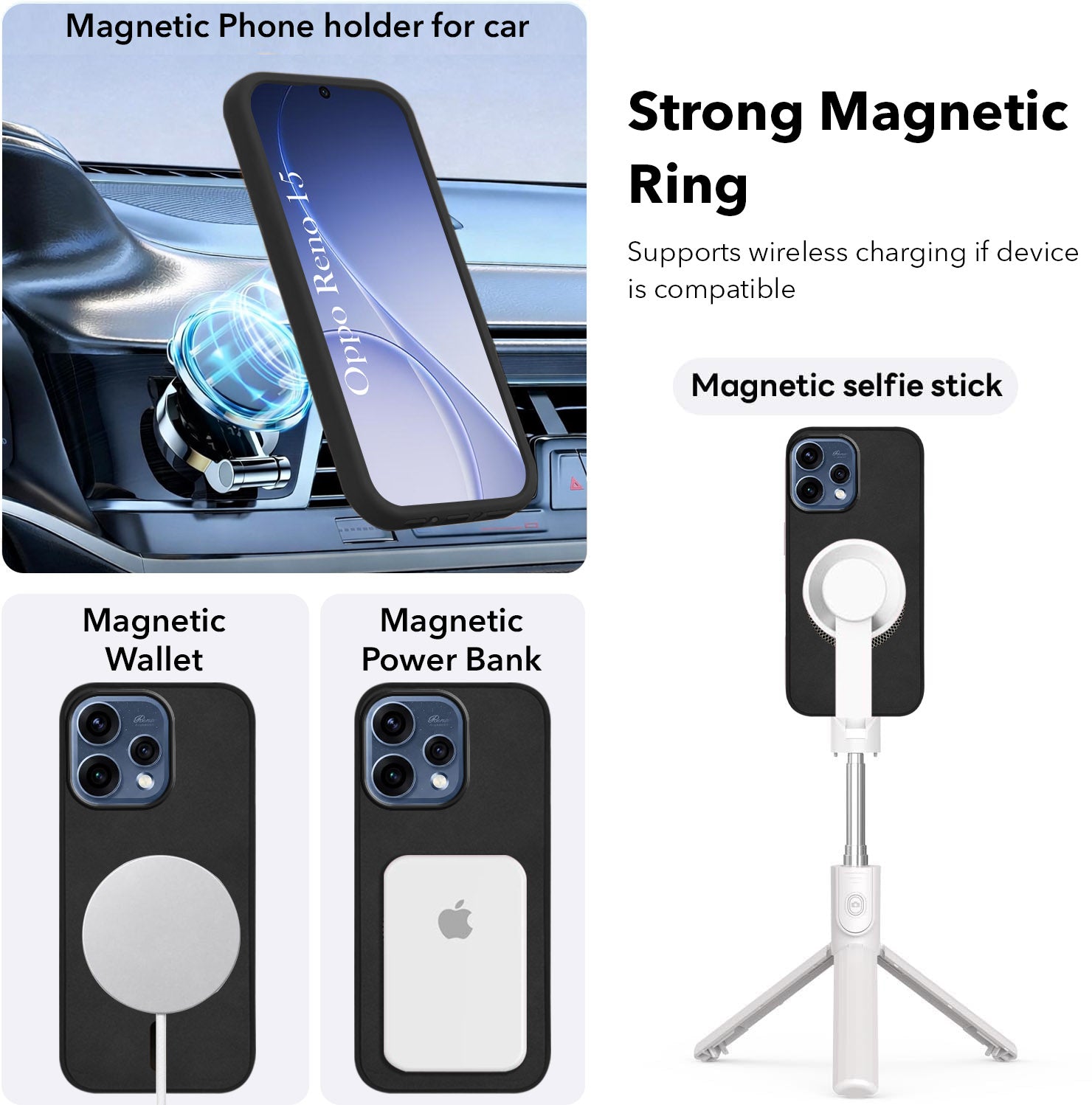 For Oppo Reno15 5G | Oppo Reno 15 5G Back Cover Case Leather Finish (MagSafe Compatible Wireless Charging | Soft Touch | Camera Bump Protection)