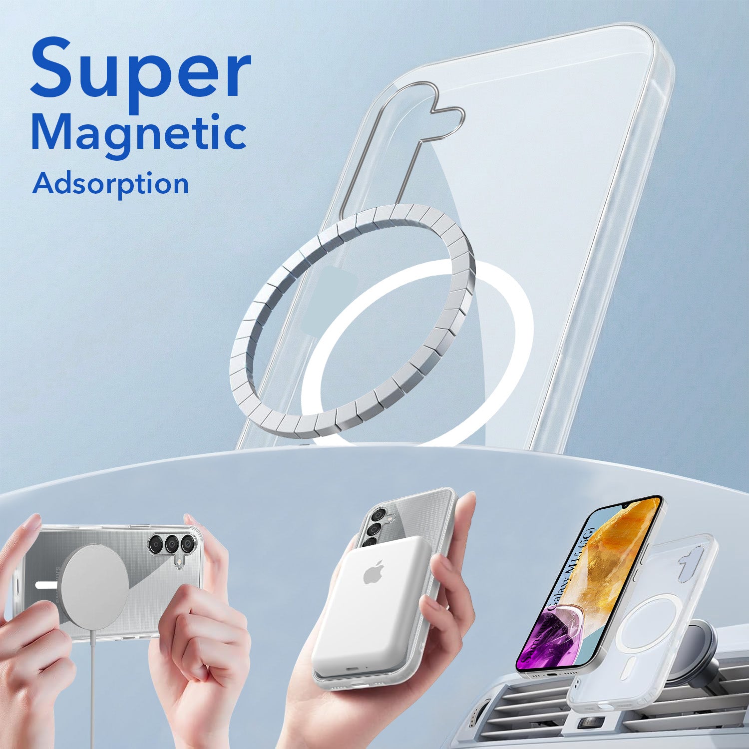 For Samsung Galaxy M15 5G Back Cover Case Lifetime Anti-Yellow MagSafe Compatible Clear (Sleek Hard Crystal | Shockproof and Camera Protection)