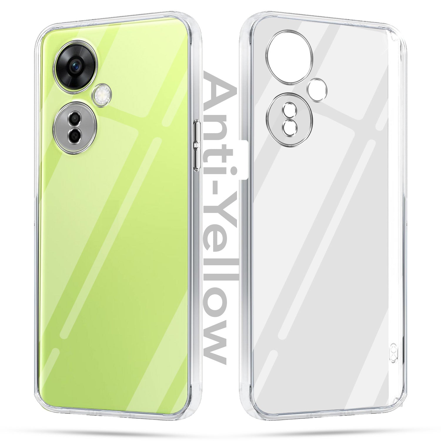 For OnePlus Nord CE 3 Lite Combo with Back Cover and 9H Tempered Glass (Lifetime Anti-Yellow | Crystal Clear Shockproof | Oleophobic Coating Screen Glass)