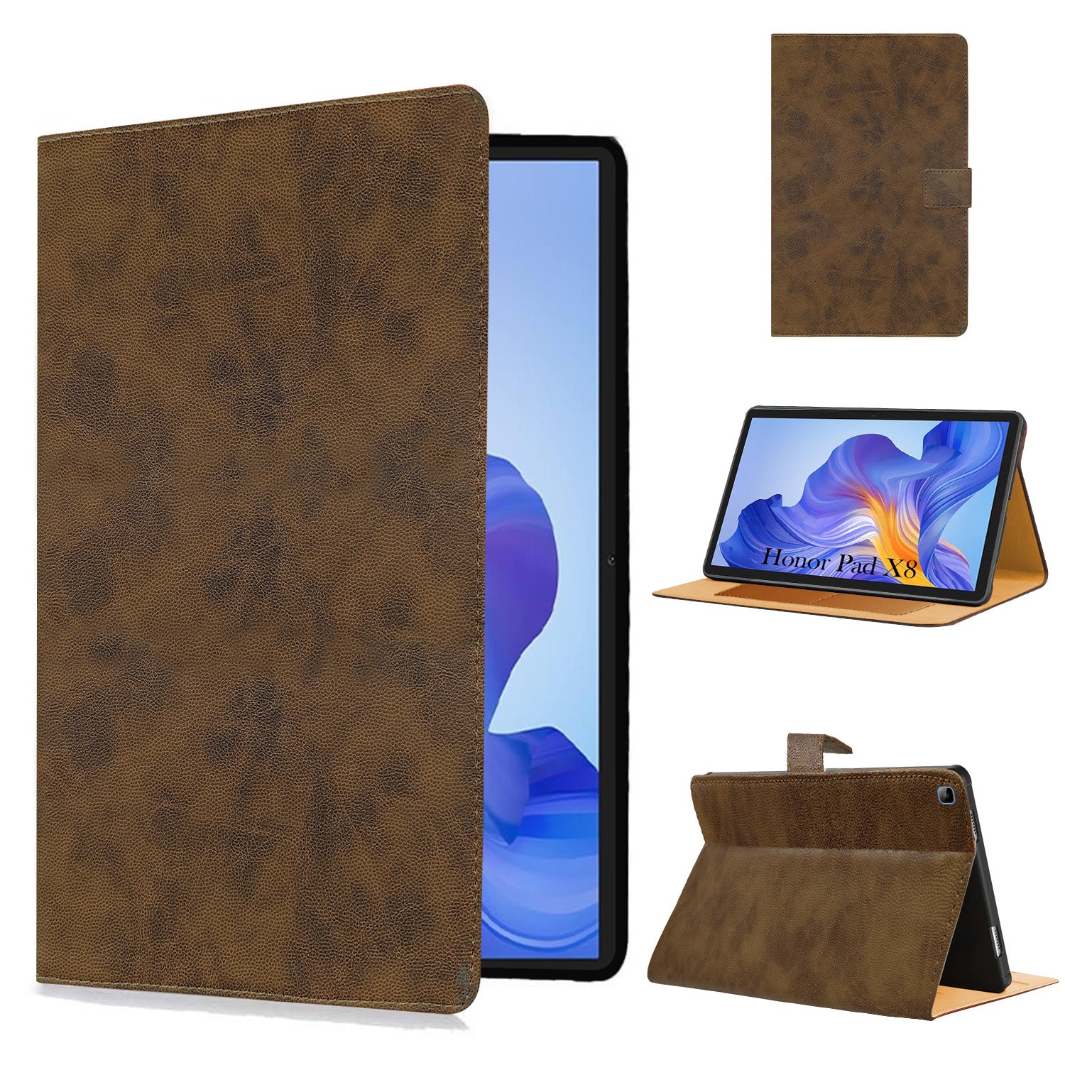 For Honor Pad X8 10.1 Inch AGM3-W09HN Flip Cover Folio Cover (PU Leather | Multi-Angle Smart Stand | Card Storage Slots | Silicone Back Pouch)