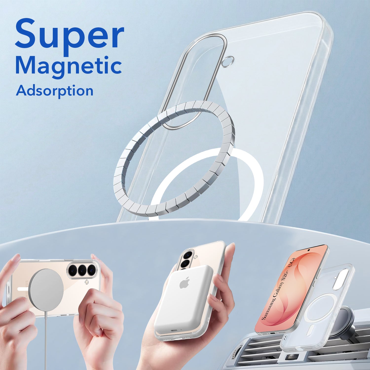 For Samsung Galaxy S26 Plus Back Cover Case Lifetime Anti-Yellow MagSafe Compatible Clear (Sleek Hard Crystal | Shockproof and Camera Protection)