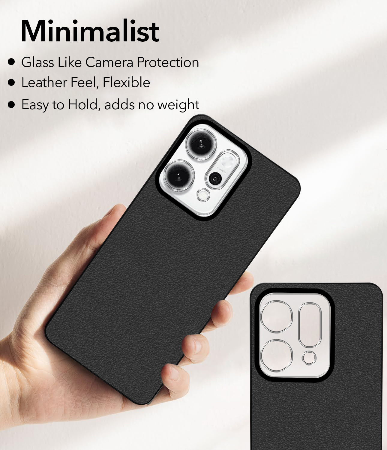 For Oppo Reno14 5G | Oppo Reno 14 5G Back Cover Case (Glass Like Camera Protection | Leather Feel | Minimalist Professional Grip)