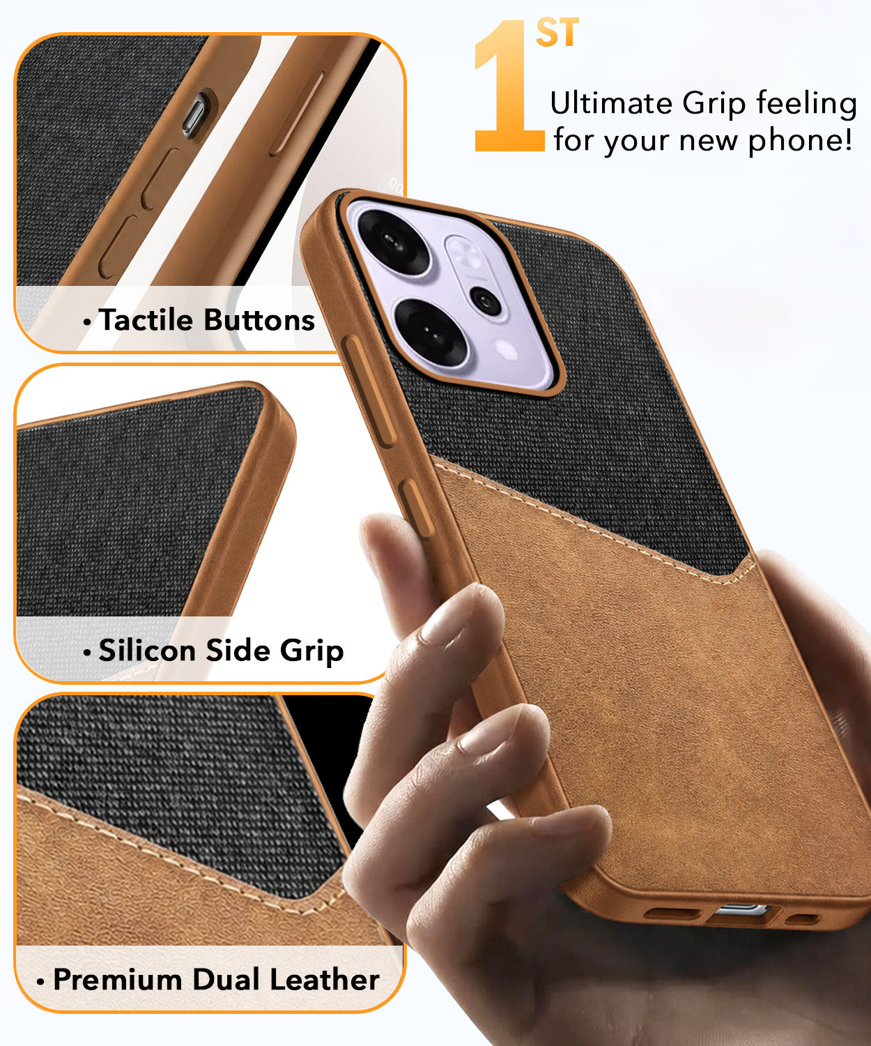 For Oppo Reno14 Pro 5G | Oppo Reno 14 Pro 5G Back Cover Case (Dual PU Leather Stitch | Professional Minimalist | Soft and Flexible)