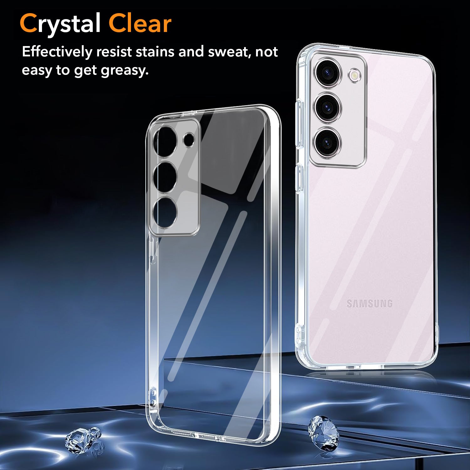 For Samsung Galaxy S23 5G Back Cover Case (Hybrid Crystal Panel with Side Soft PU | Camera Protection | HD Clear Shockproof)
