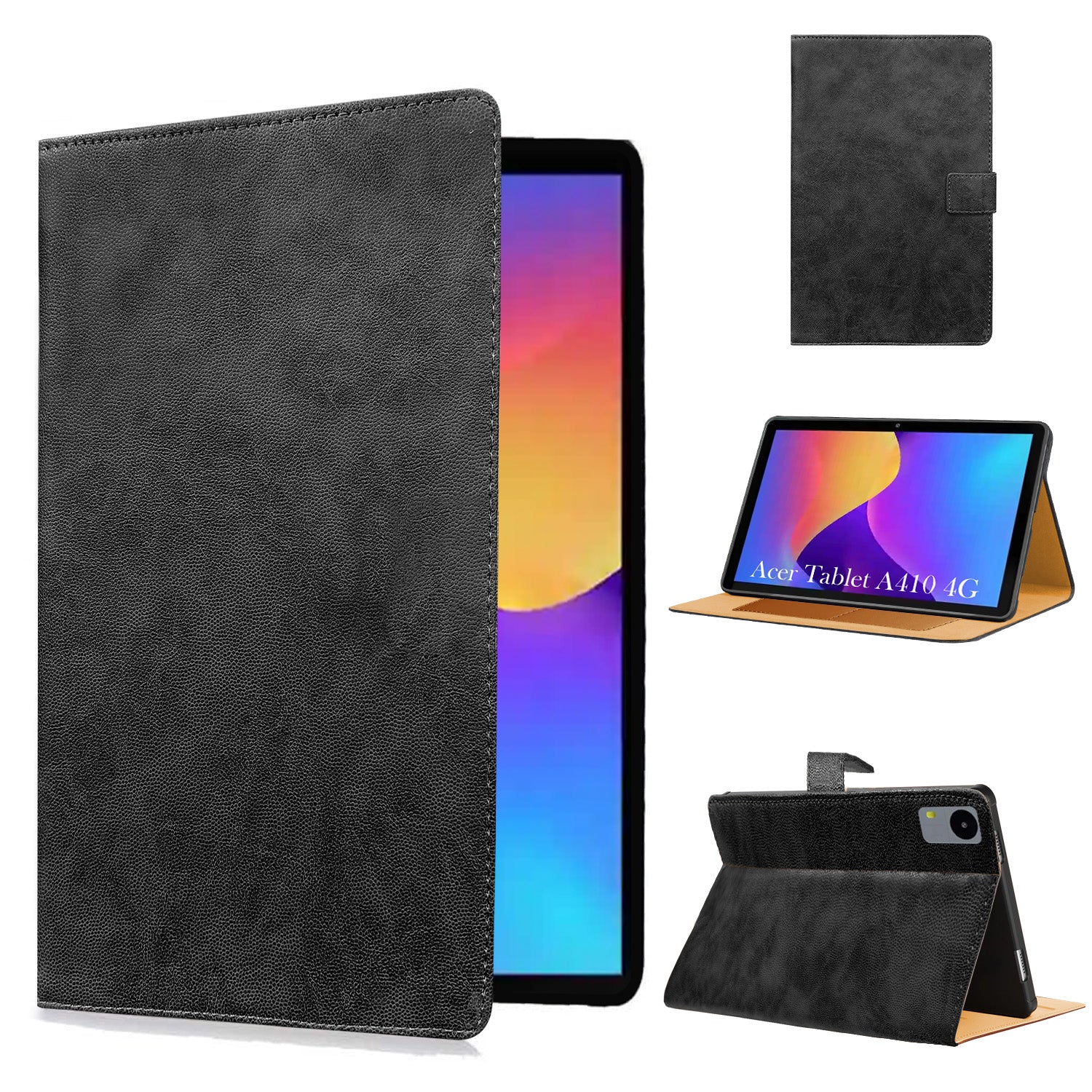 For Acer Tablet A410 4G 10.1 Inch Flip Cover Folio Cover (PU Leather | Multi-Angle Smart Stand | Card Storage Slots | Silicone Back Pouch)