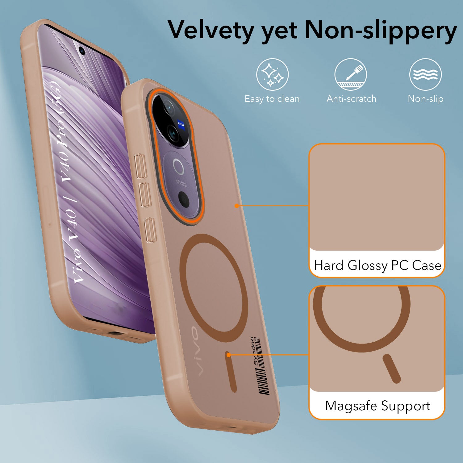 For Vivo V40 | Vivo V40 Pro 5G Back Cover Case (Soft Touch | Camera Bump Protection | MagSafe Compatible | Matte Finish)