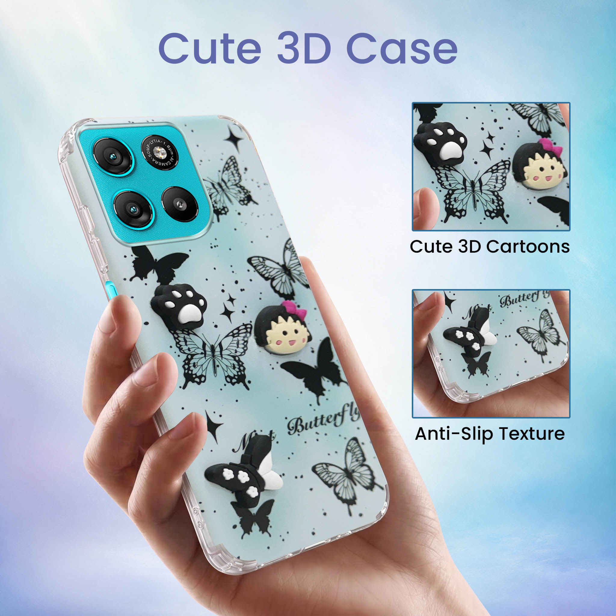 For Motorola Moto G67 Power | G57 Power Back Cover Case (3D Cute Cartoons | Hard Back Side Soft | Matte Premium Finish | HD Printing)