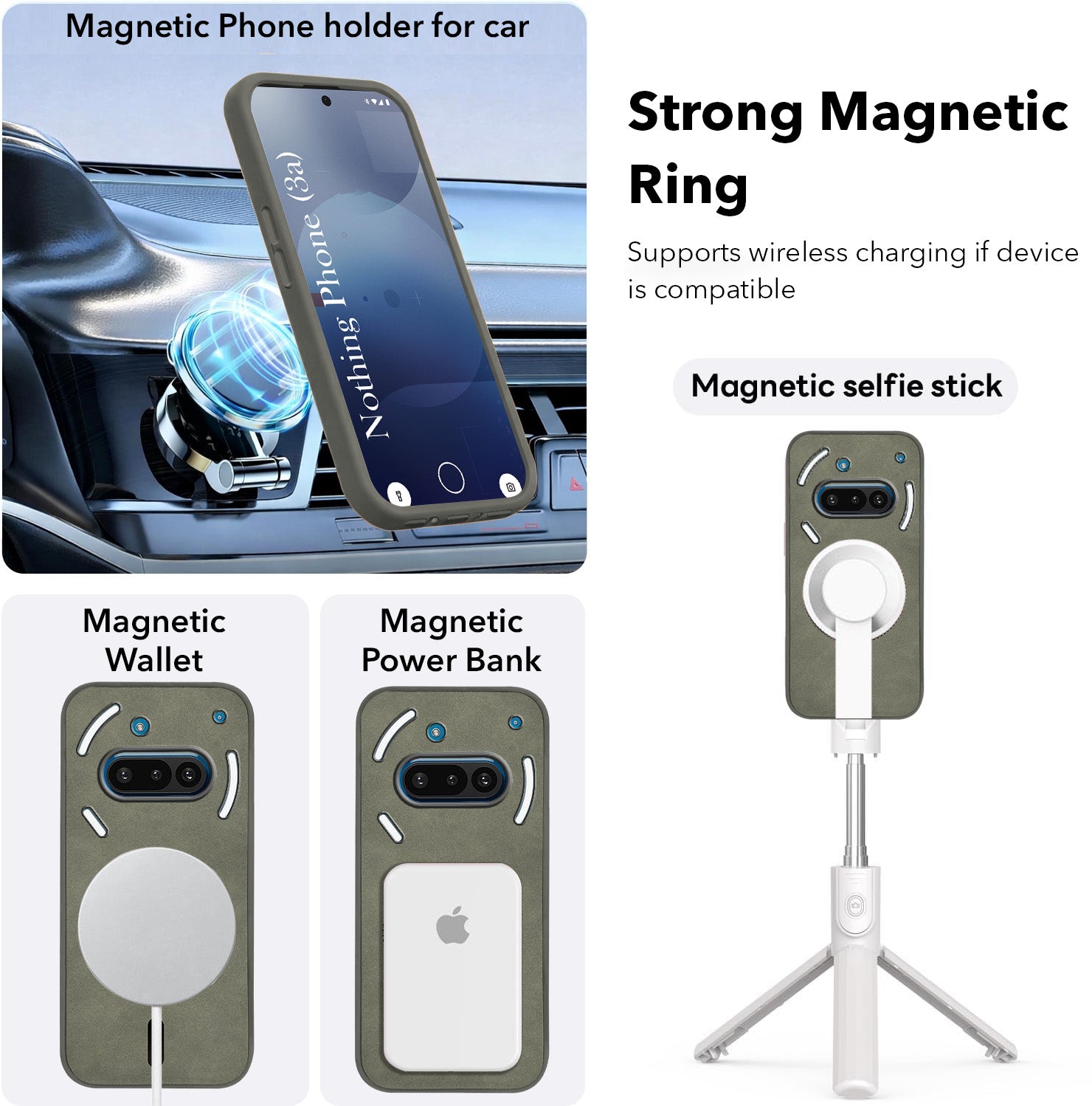 For Nothing Phone 3A 5G Back Cover Case Leather Finish (MagSafe Compatible Wireless Charging | Soft Touch | Camera Bump Protection)
