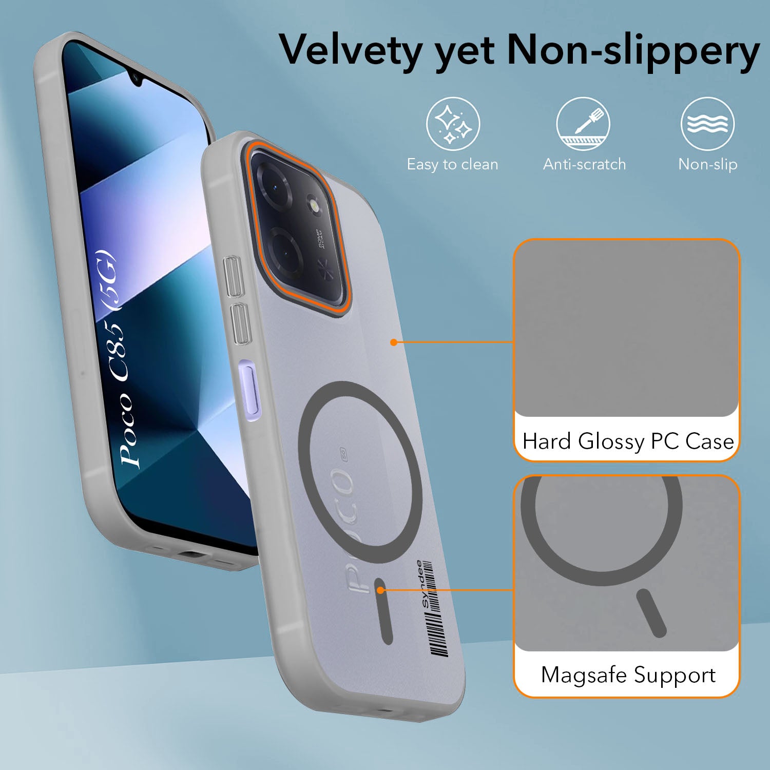 For Poco C85 5G Back Cover Case (Soft Touch | Camera Bump Protection | MagSafe Compatible | Matte Finish)