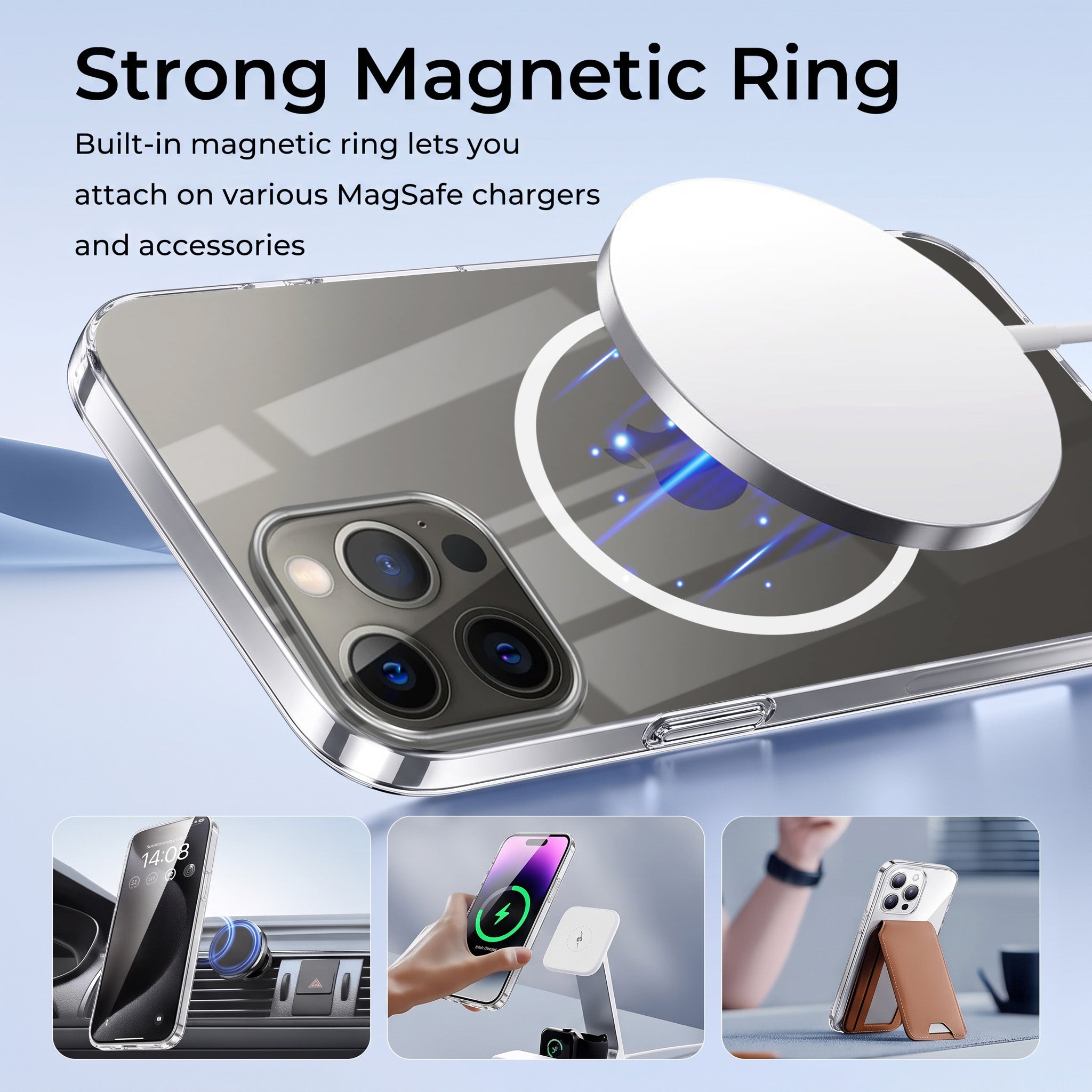 For Apple iPhone 12 Pro Max Back Case Cover Crystal Anti Yellow (Unbreakable PC | MagSafe Wireless Charging Support |Camera Protection Bump)