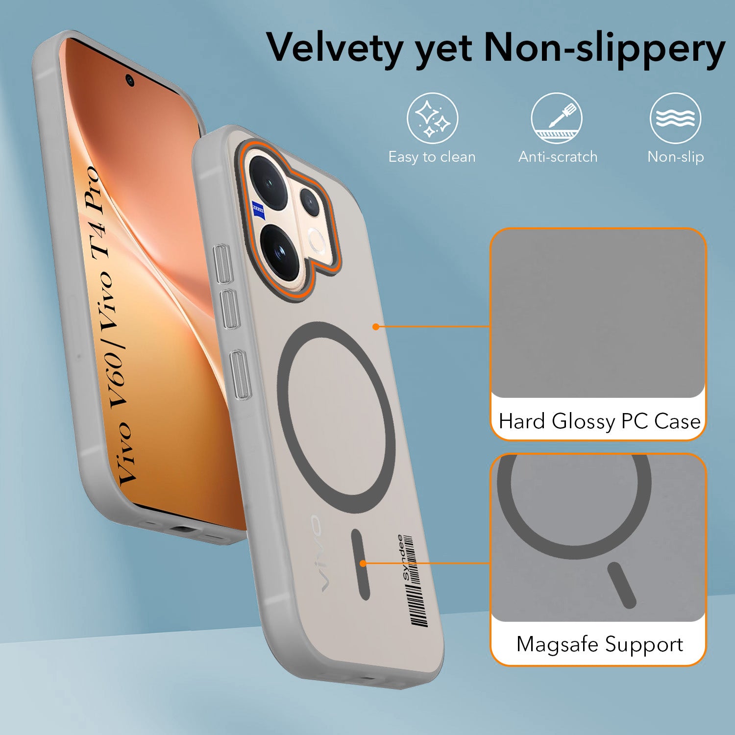 For Vivo V60 | Vivo T4 Pro Back Cover Case (Soft Touch | Camera Bump Protection | MagSafe Compatible | Matte Finish)