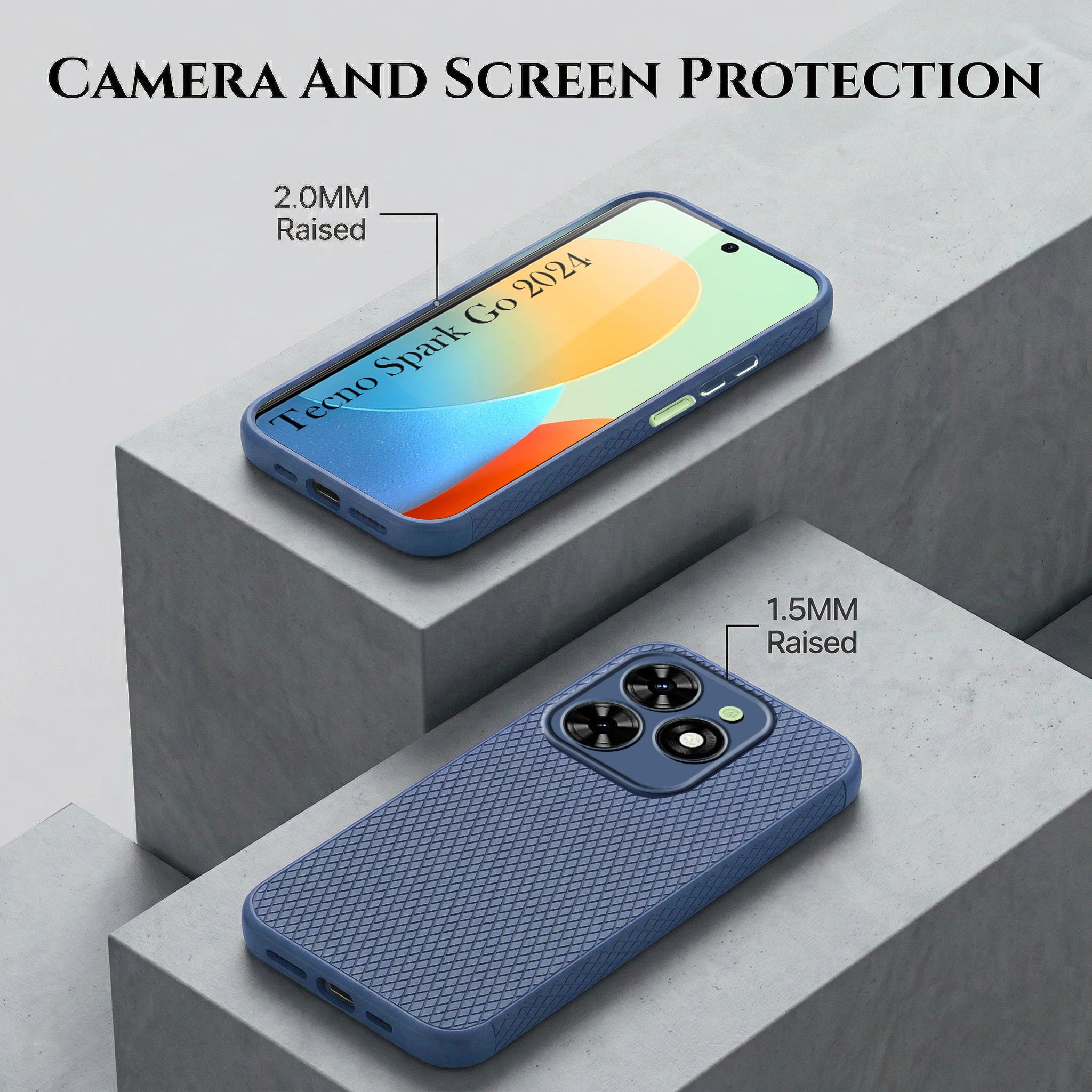 For Tecno Spark Go 2024 Combo with Back Cover and 9H Tempered Glass (Liquid Silicone | Camera Protection | Oleophobic Coating Screen Glass)
