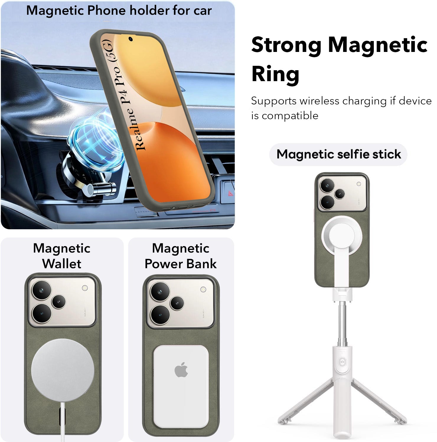 For Realme P4 Pro Back Cover Case Leather Finish (MagSafe Compatible Wireless Charging | Soft Touch | Camera Bump Protection)