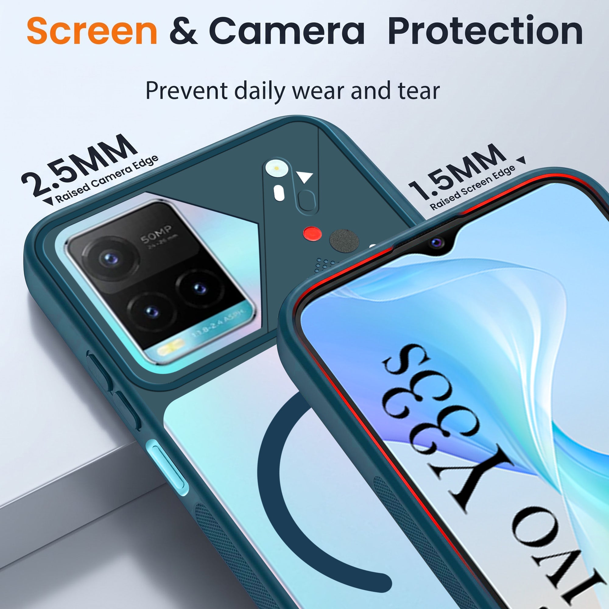 For Vivo Y33s Back Cover Case Lifetime Anti-Yellow Clear (Camera Protection | Side Grip | Wireless MagSafe Compatible)