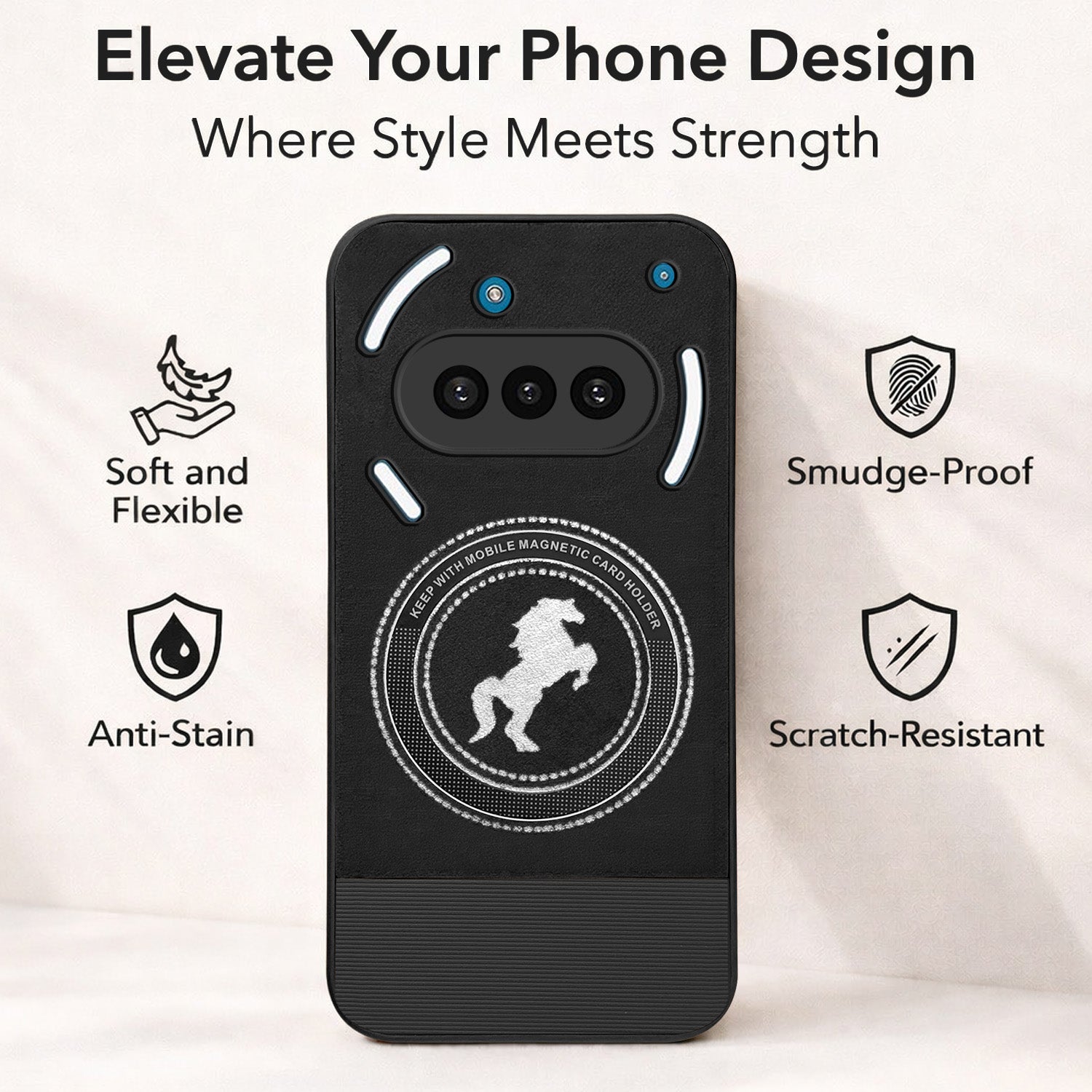 For Nothing Phone 3A 5G Back Cover Case PU Leather Finish (Professional Minimalist Texture | MagSafe Compatile | Camera Protection | Sleek Sober Formal)
