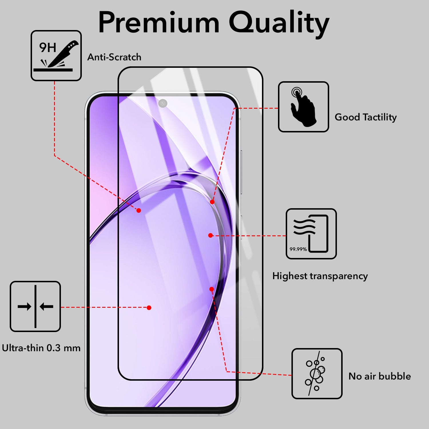 Tempered Glass For Oppo A3X (4G/5G) | Oppo A3 5G Military-Grade Gorilla Screen Protector With Installation Kit | Shatterproof, Full Coverage, HD Clear, Scratch Resistant (Pack of 1)