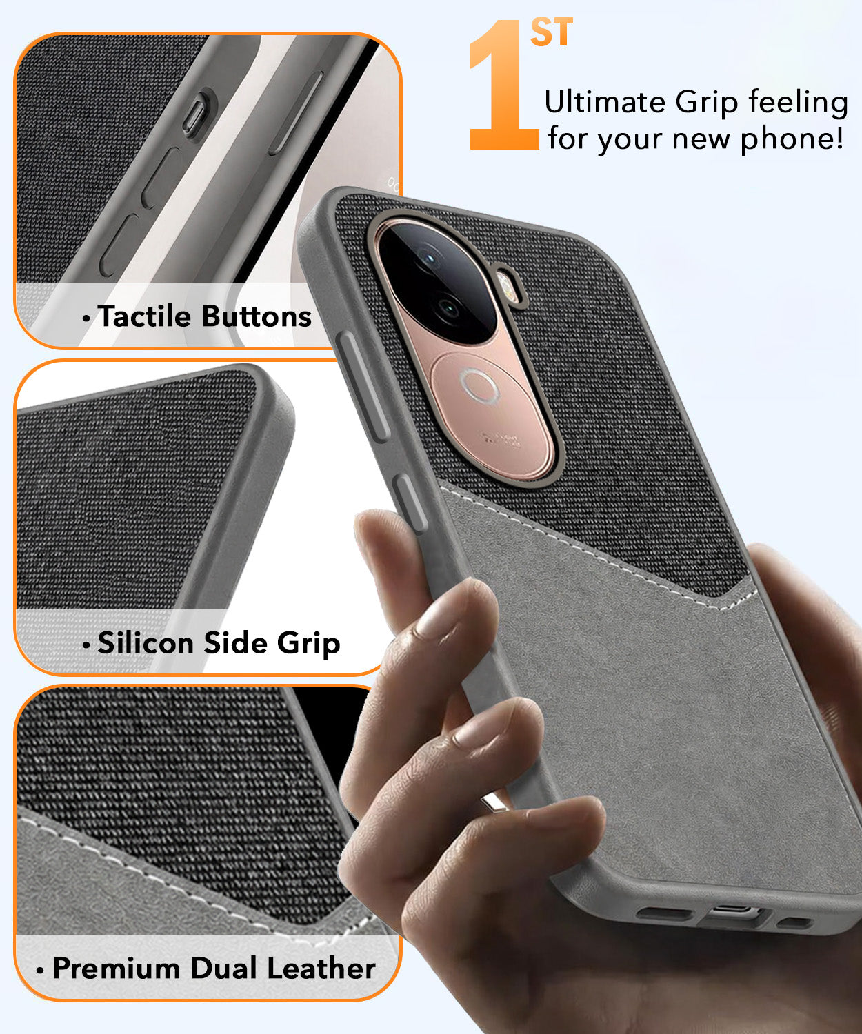 For Vivo V40e Back Cover Case (Dual PU Leather Stitch | Professional Minimalist | Soft and Flexible)