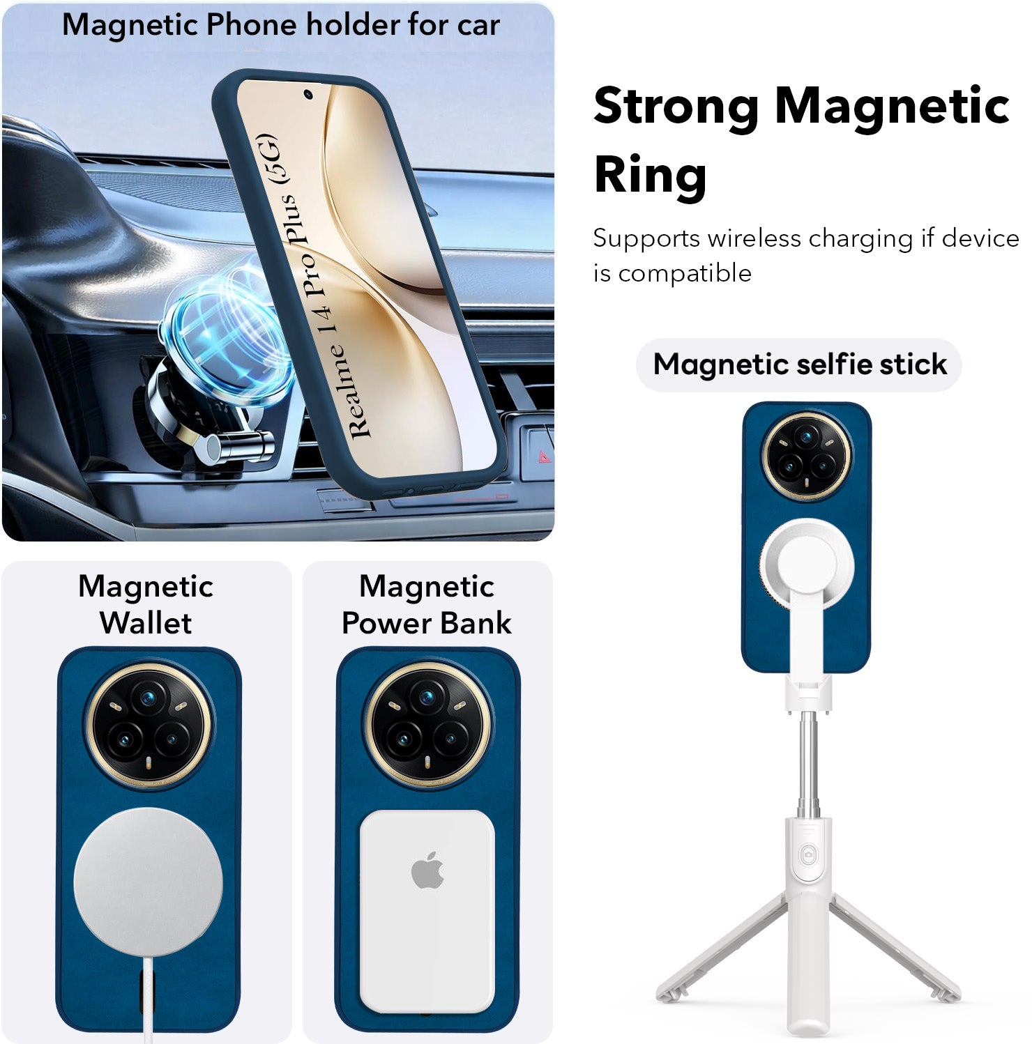 For Realme 14 Pro Plus 5G Back Cover Case Leather Finish (MagSafe Compatible Wireless Charging | Soft Touch | Camera Bump Protection)