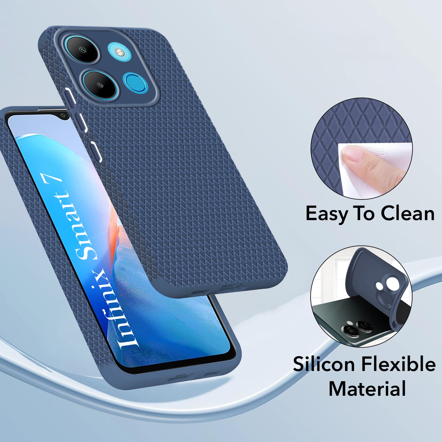 For Infinix Smart 7 Back Cover Case (Liquid Silicone | Side Grip | Camera Protection)
