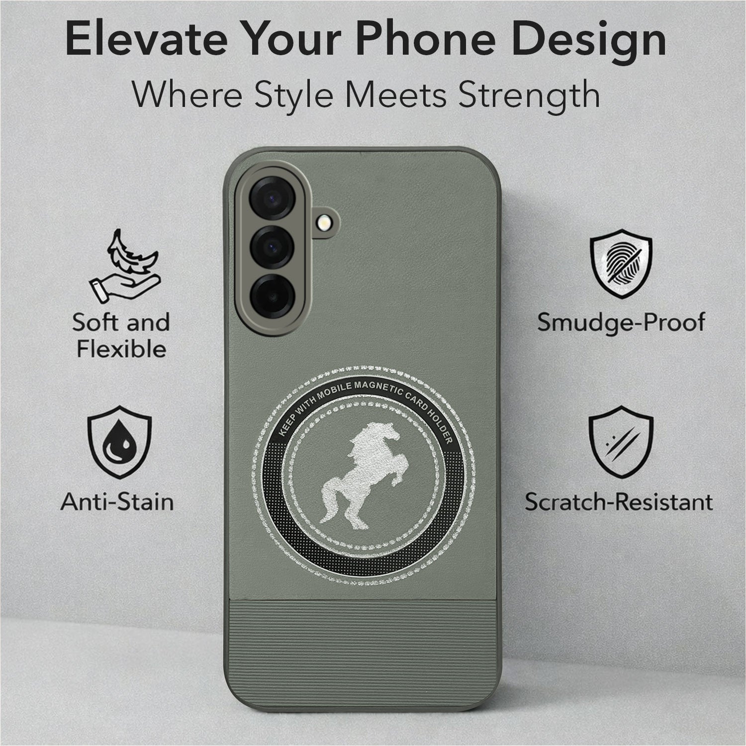For Samsung Galaxy A26 5G Back Cover Case PU Leather Finish (Professional Minimalist Texture | MagSafe Compatile | Camera Protection | Sleek Sober Formal)