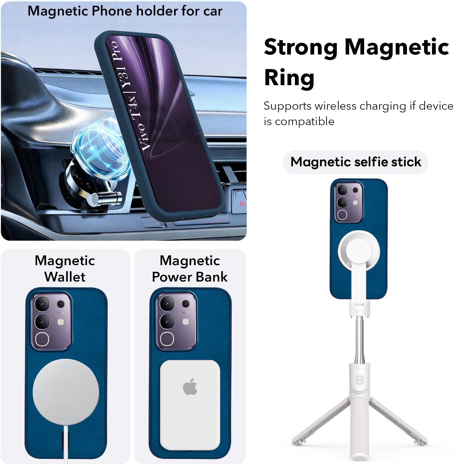 For Vivo T4x | Vivo Y31 Pro Back Cover Case Leather Finish (MagSafe Compatible Wireless Charging | Soft Touch | Camera Bump Protection)