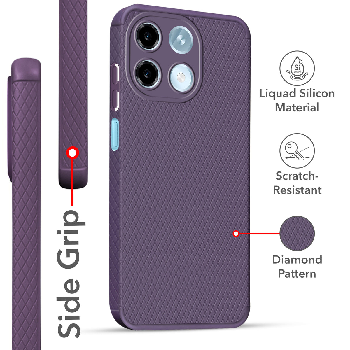 For Ai+ Nova 2 5G Back Cover Case Liquid Silicone (Camera Protection | Side Grip Texture | Soft and Flexible)
