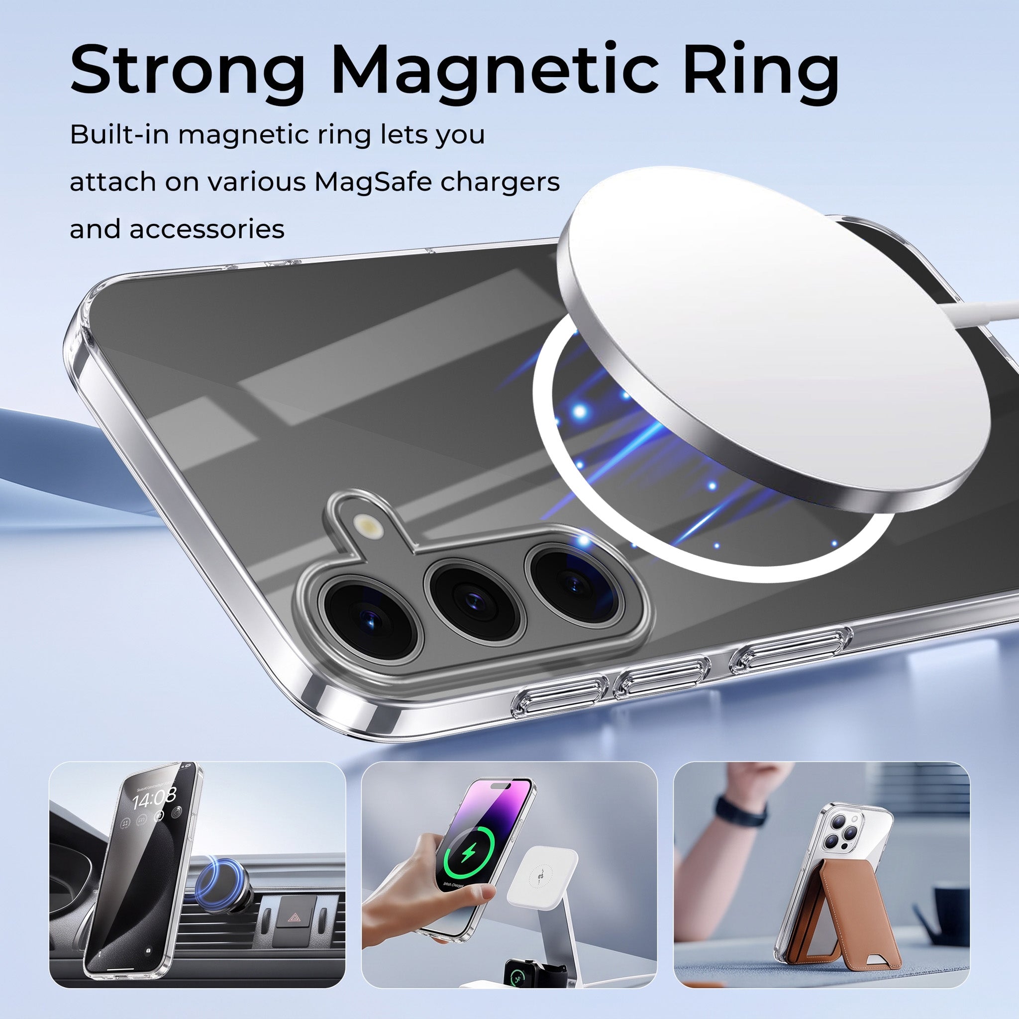 For Samsung Galaxy S24 FE Back Case Cover Crystal Anti Yellow (Unbreakable PC | MagSafe Wireless Charging Support |Camera Protection Bump)