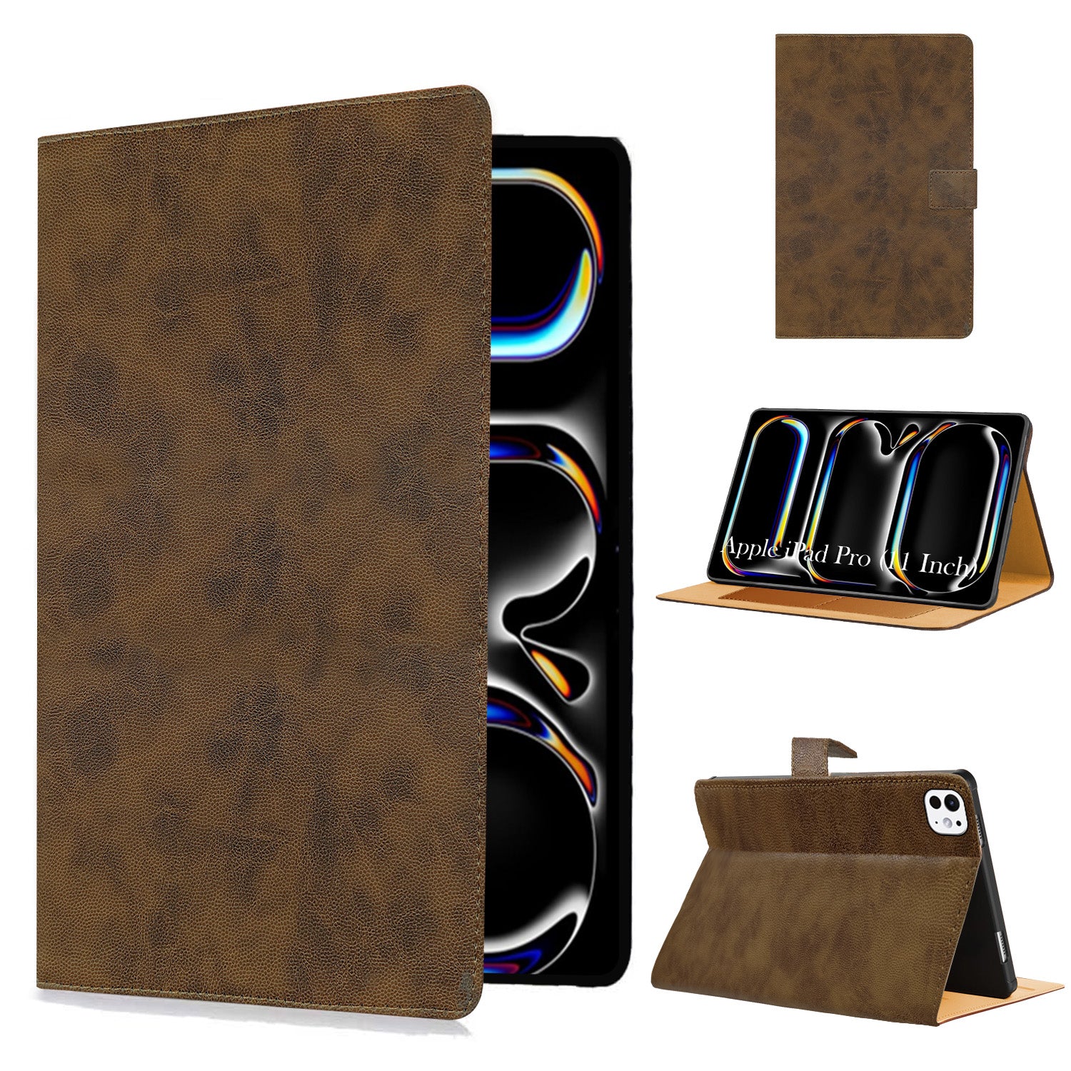For Apple iPad Pro 11 Inch (2024) Flip Cover Folio Cover A2836/A2837/A3006/iPad16,3/6,4 (PU Leather | Multi-Angle Smart Stand | Card Storage Slots | Silicone Back Pouch)