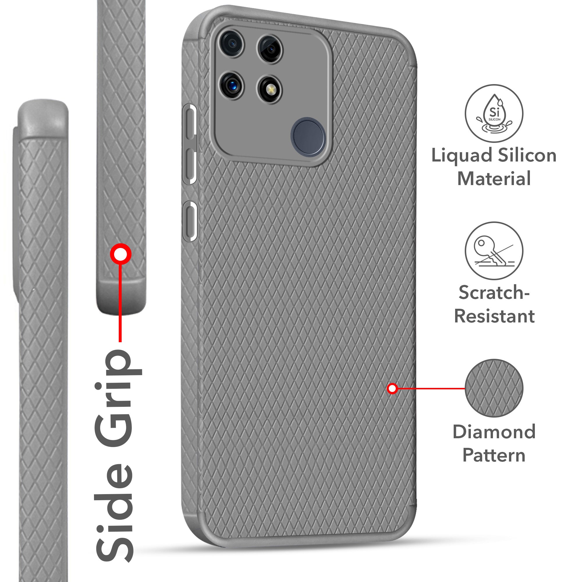 For Realme C25 | C25s Back Cover Case Liquid Silicone (Camera Protection | Side Grip Texture | Soft and Flexible)