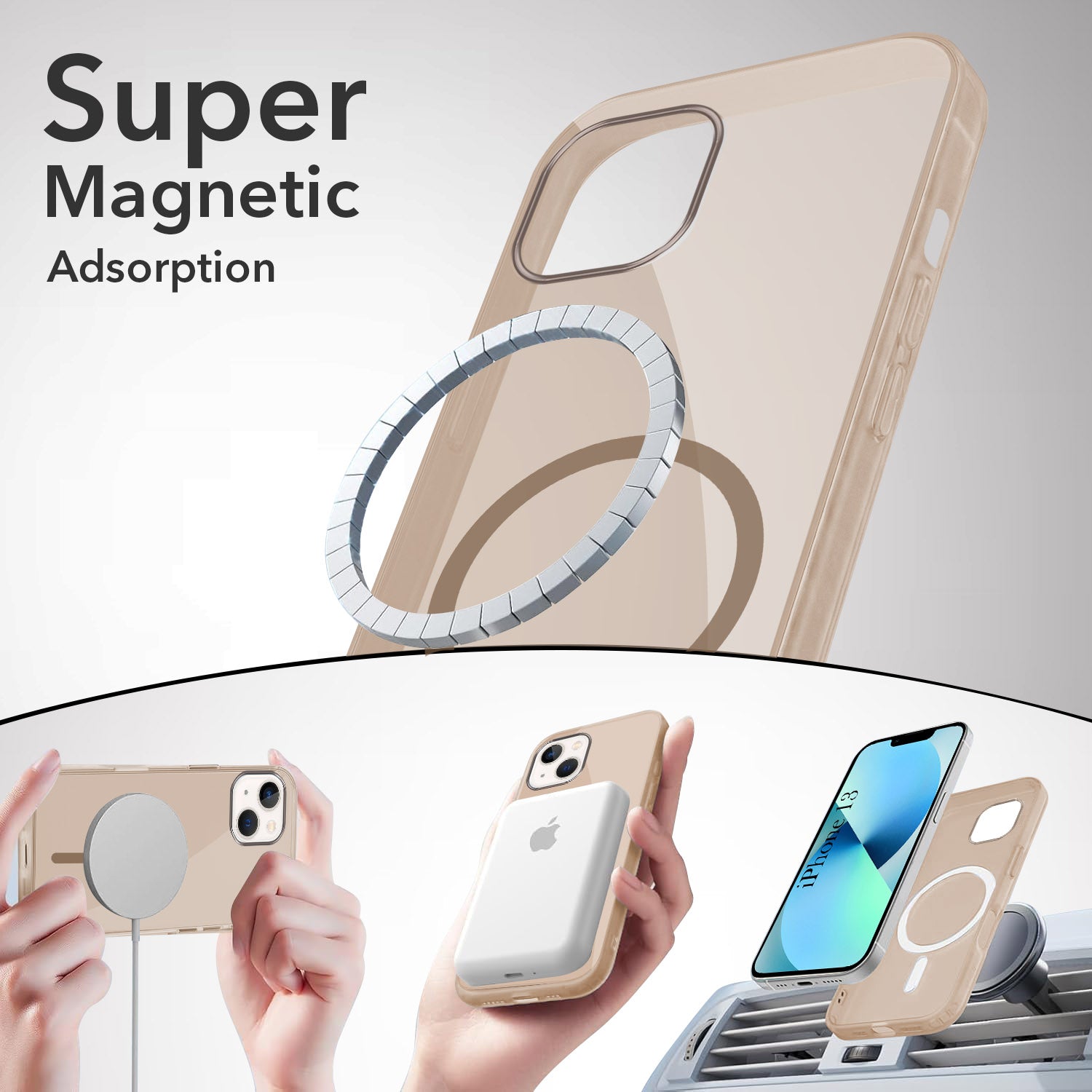 For Apple iPhone 13 Back Cover Case Lifetime Anti-Yellow MagSafe Compatible Clear (Sleek Hard Crystal | Camera Protection and Shockproof)