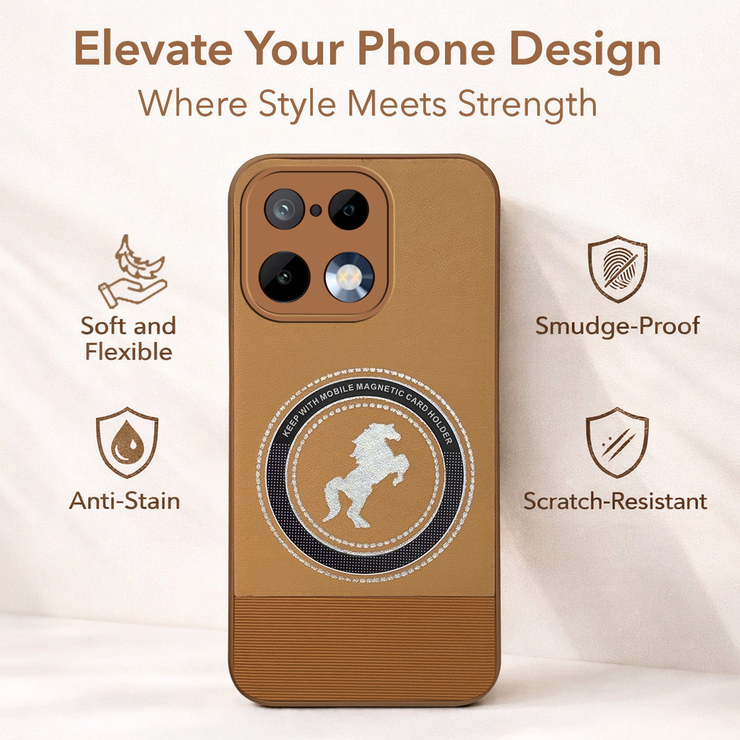 For Realme 16 Pro Back Cover Case PU Leather Finish (Professional Minimalist Texture | MagSafe Compatile | Camera Protection | Sleek Sober Formal)