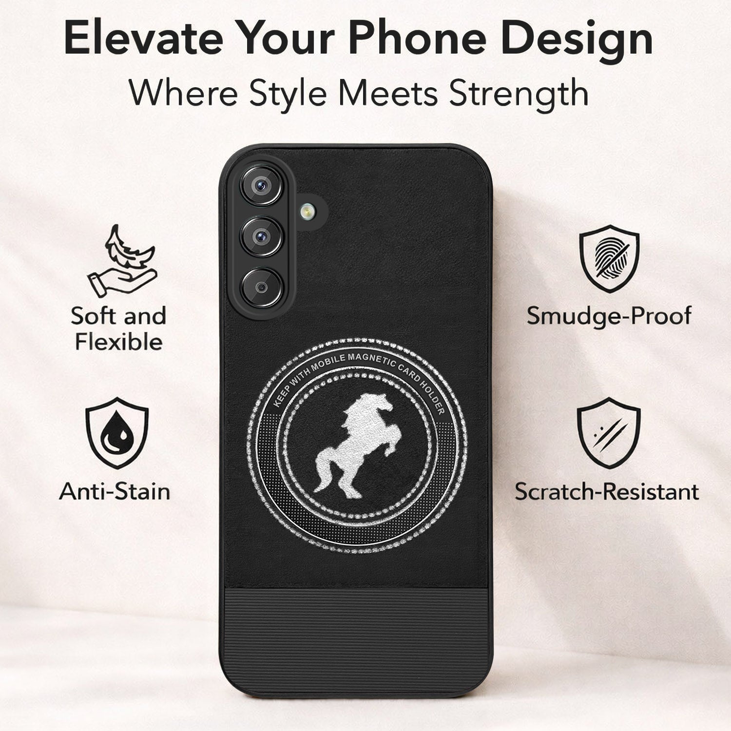 For Samsung Galaxy F15 5G Back Cover Case PU Leather Finish  (Professional Minimalist Texture | MagSafe Compatile | Camera Protection | Sleek Sober Formal)