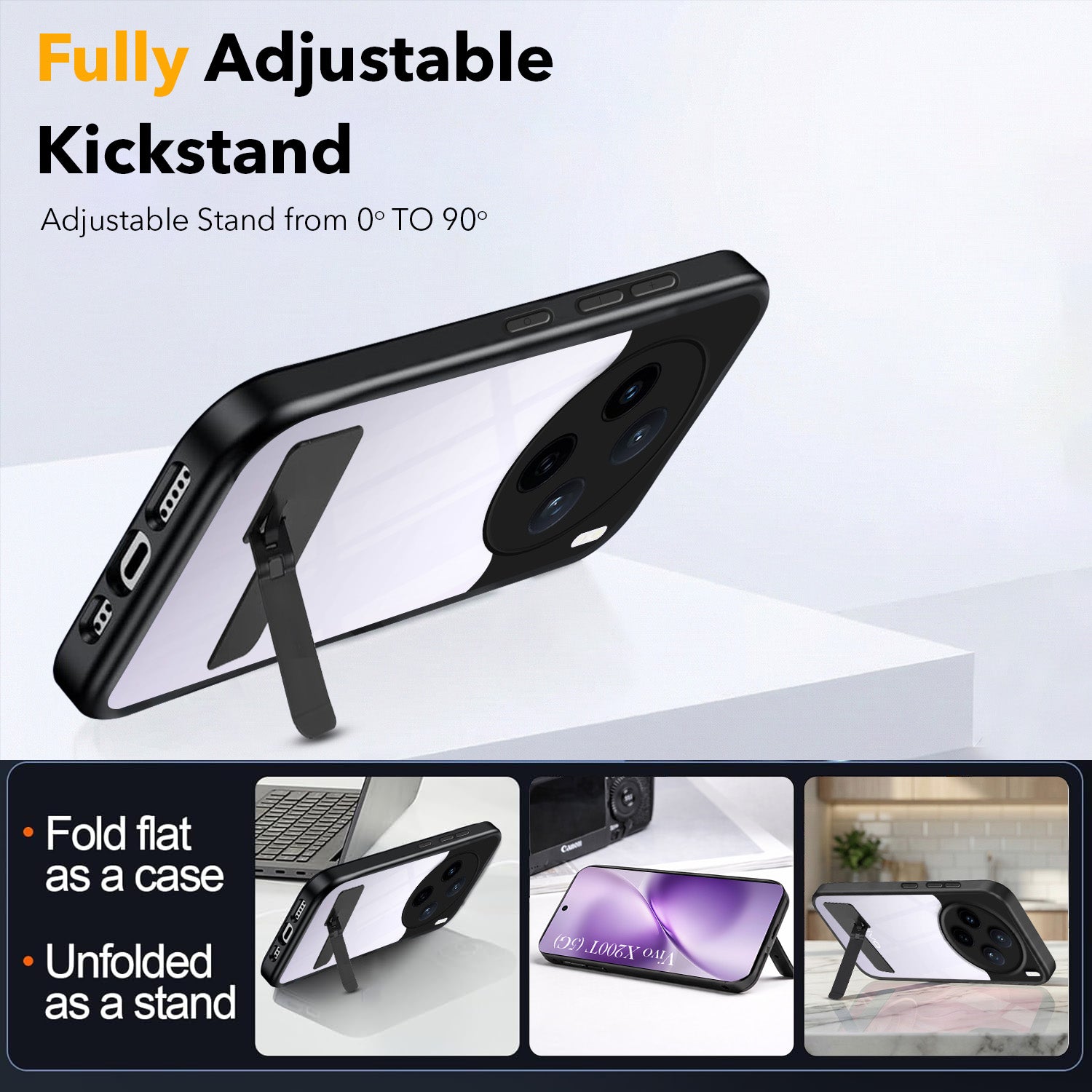 For Vivo X200T Back Cover Case (Built-in Stand | Lifetime Anti Yellow | Kickstand Shockproof | Camera Protection | MagSafe Compatible)